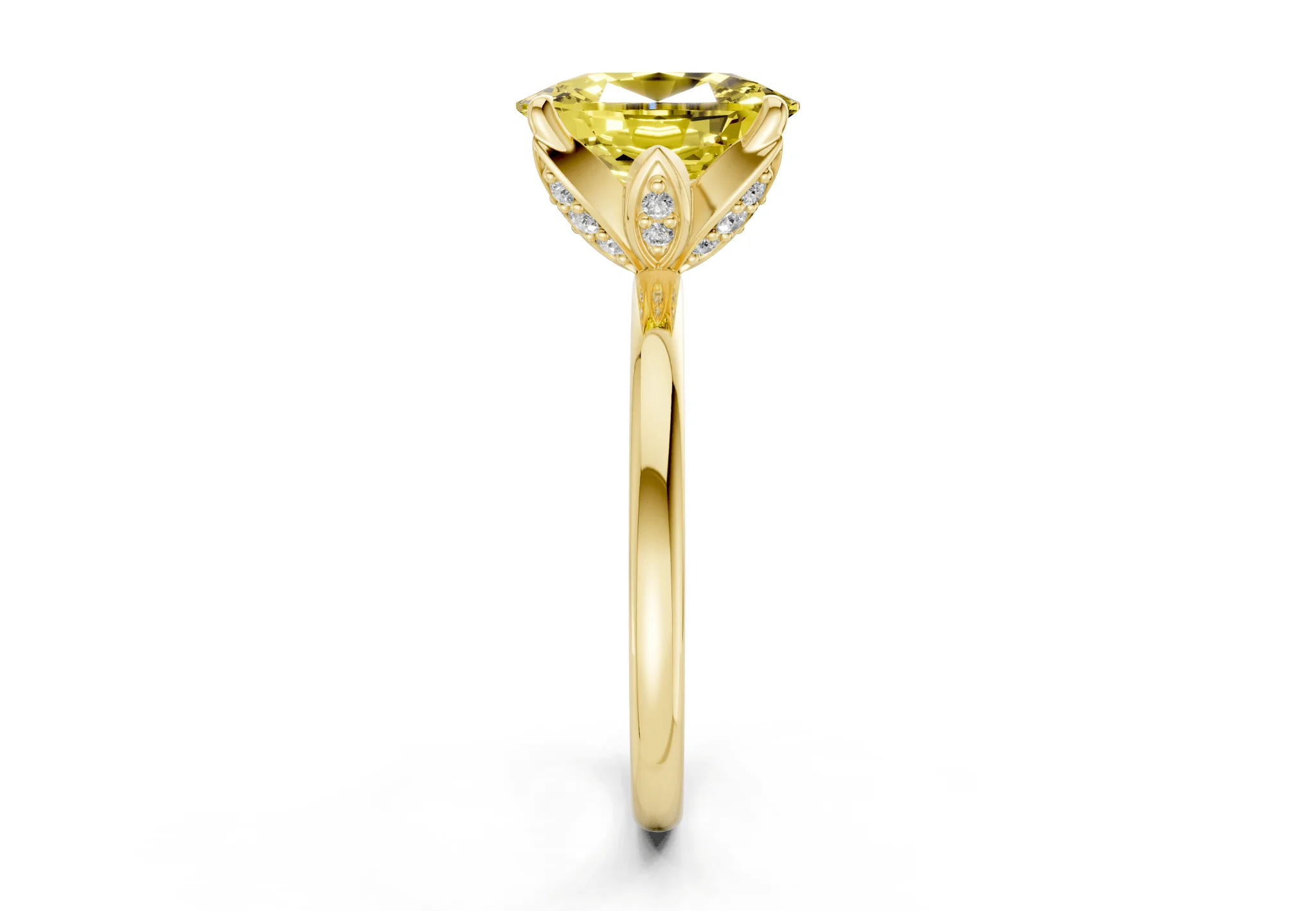 Skye Yellow Diamond Solitaire Elongated Cushion Cut 1.8mm Engagement Ring - Image 3