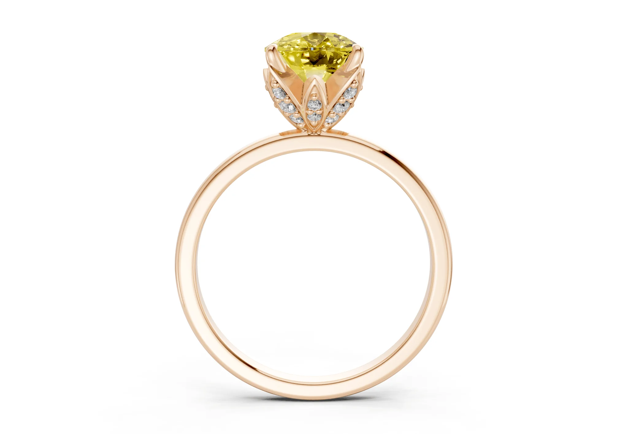 Skye Yellow Diamond Solitaire Elongated Cushion Cut 1.8mm Engagement Ring - Image 5