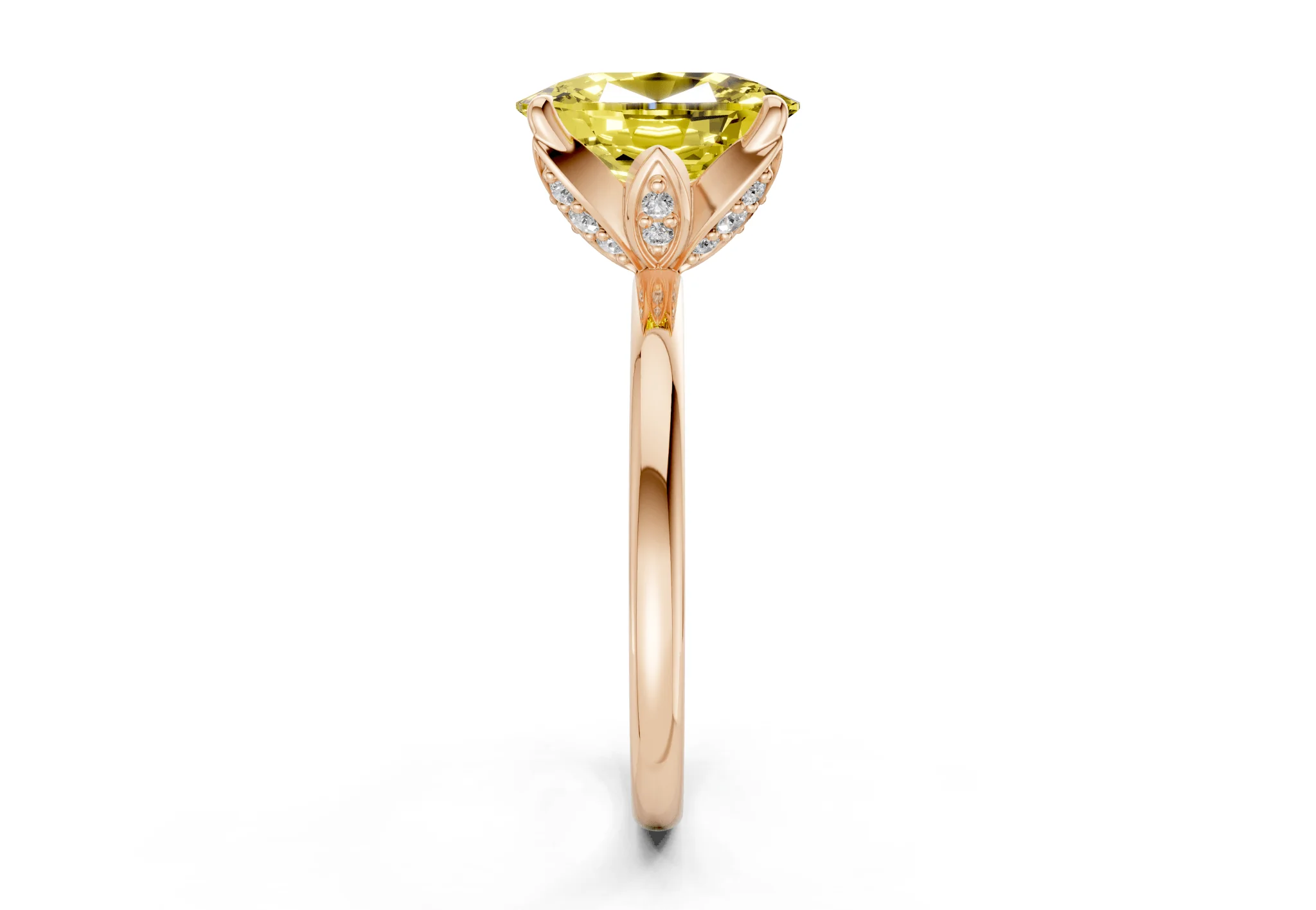 Skye Yellow Diamond Solitaire Elongated Cushion Cut 1.8mm Engagement Ring - Image 6