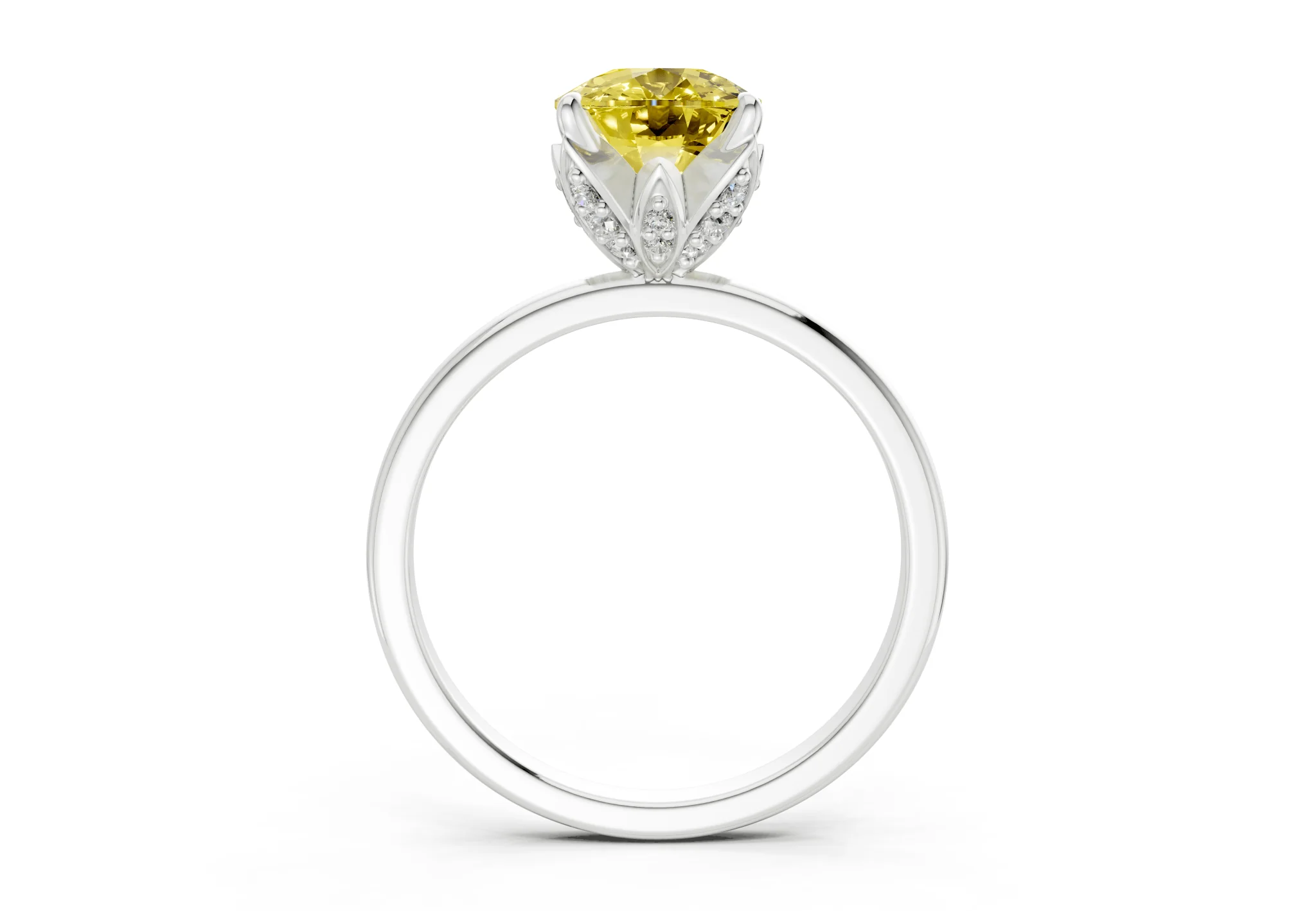 Skye Yellow Diamond Solitaire Elongated Cushion Cut 1.8mm Engagement Ring - Image 8