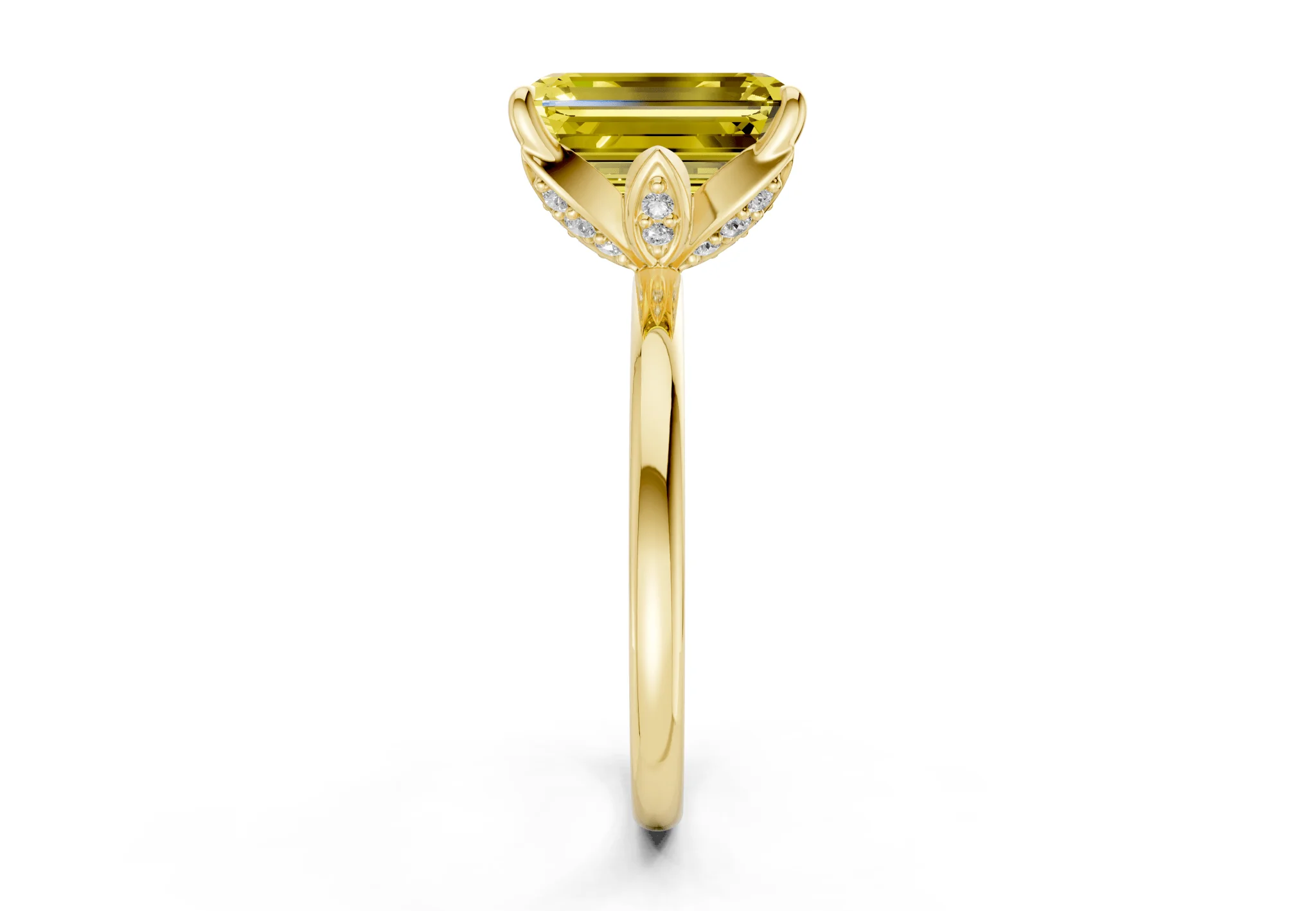 Skye Yellow Diamond Solitaire Emerald Cut 1.8mm Engagement Ring - Image 3