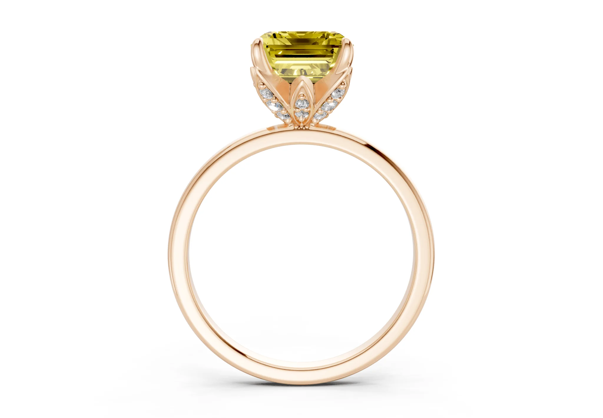Skye Yellow Diamond Solitaire Emerald Cut 1.8mm Engagement Ring - Image 5