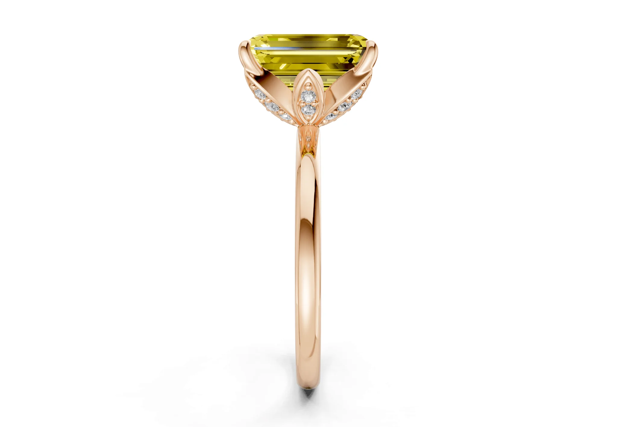 Skye Yellow Diamond Solitaire Emerald Cut 1.8mm Engagement Ring - Image 6
