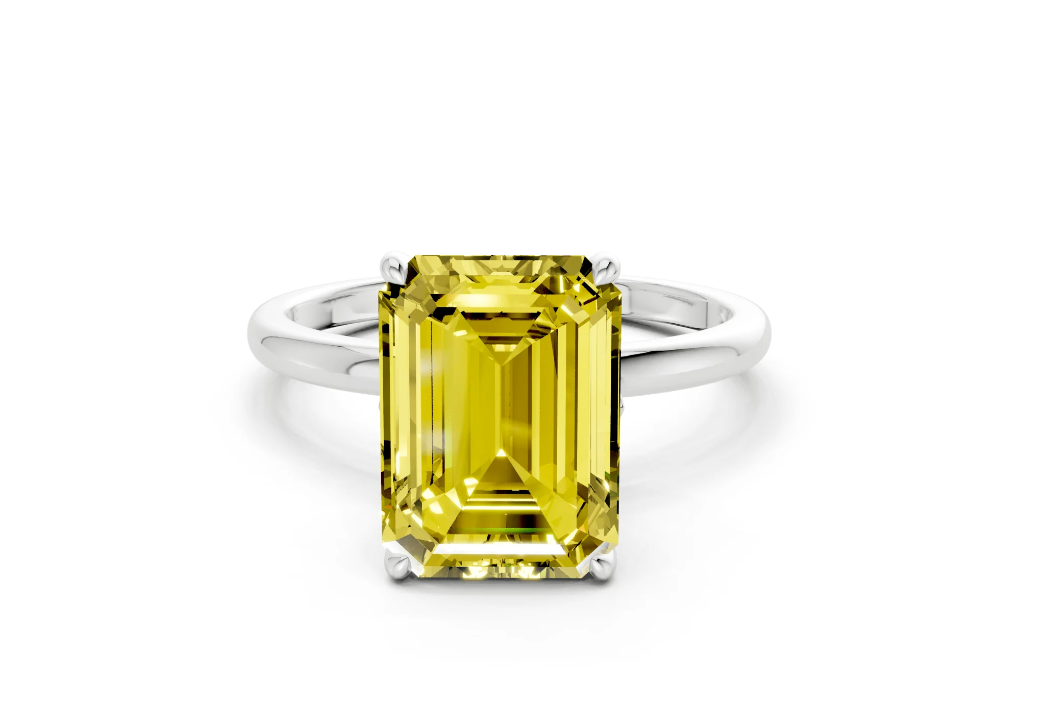 Skye Yellow Diamond Solitaire Emerald Cut 1.8mm Engagement Ring - Image 7