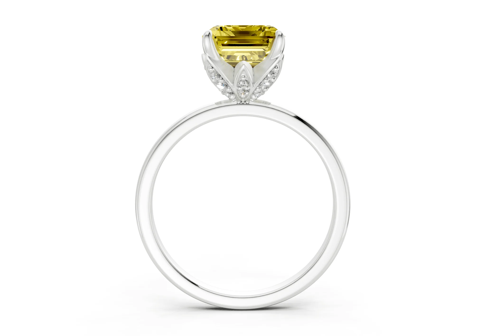 Skye Yellow Diamond Solitaire Emerald Cut 1.8mm Engagement Ring - Image 8