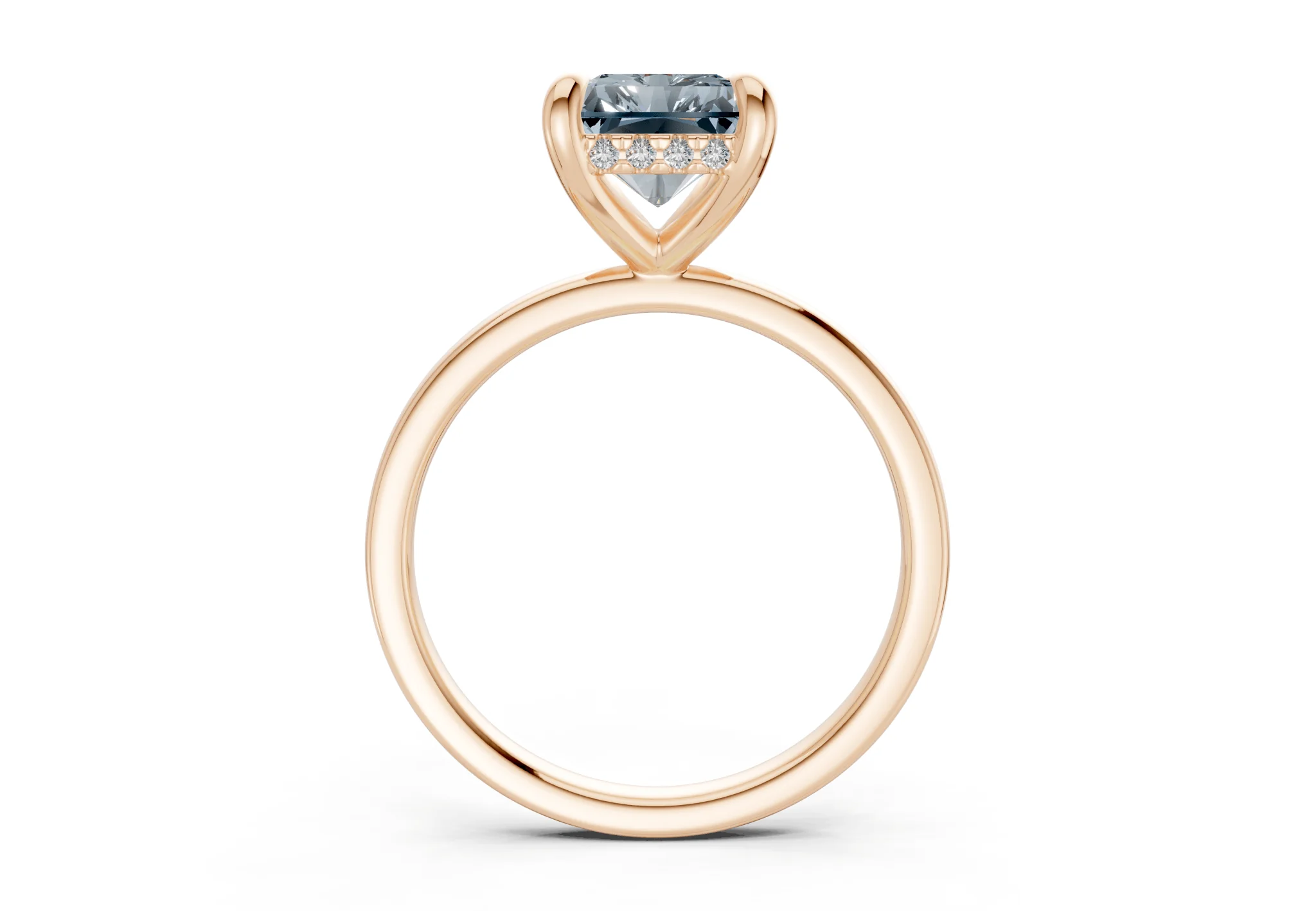 Solstice Blue Diamond Solitaire Radiant Cut 2.3mm Engagement Ring - Image 5