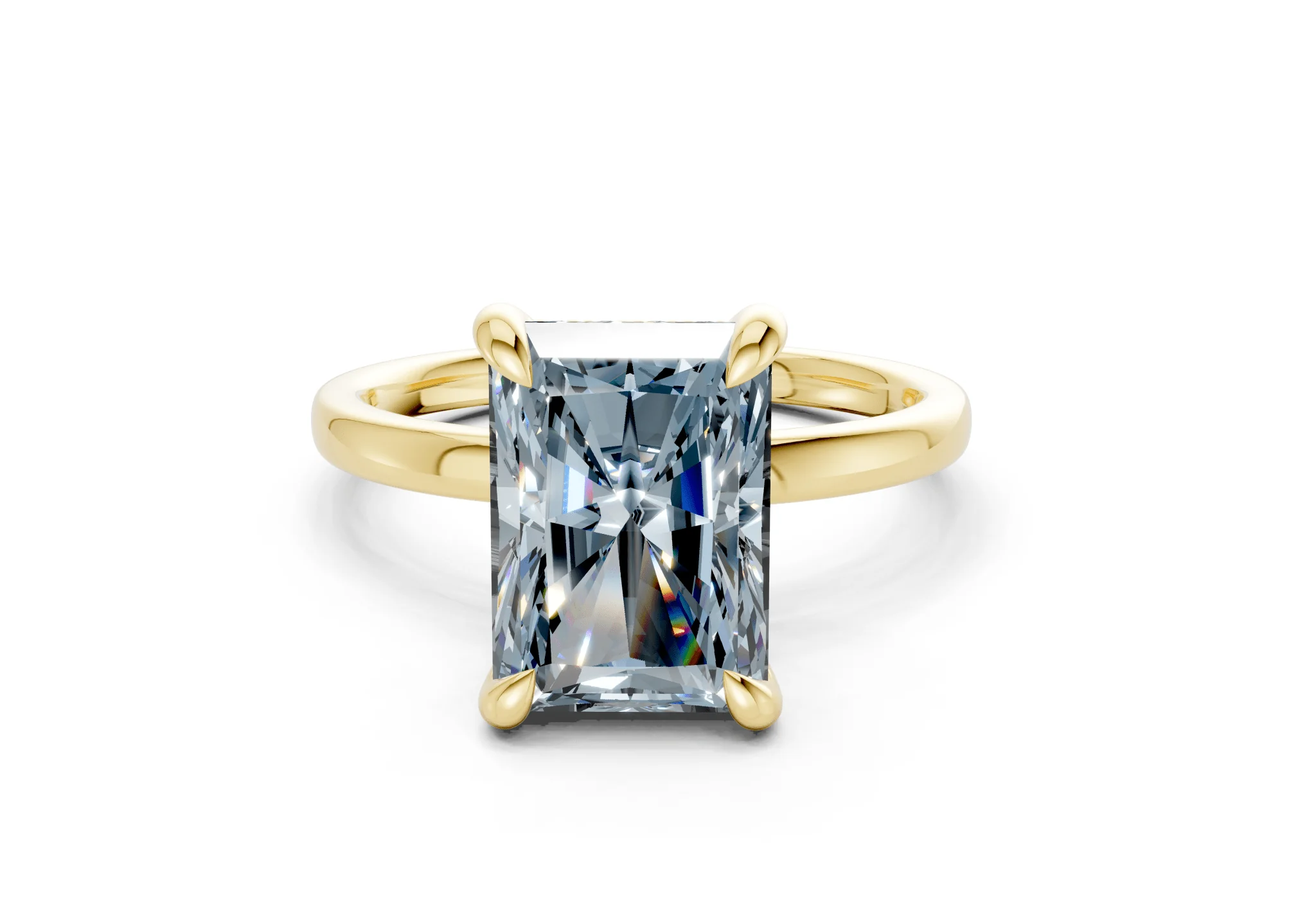 Solstice Blue Diamond Solitaire Radiant Cut 2mm Engagement Ring