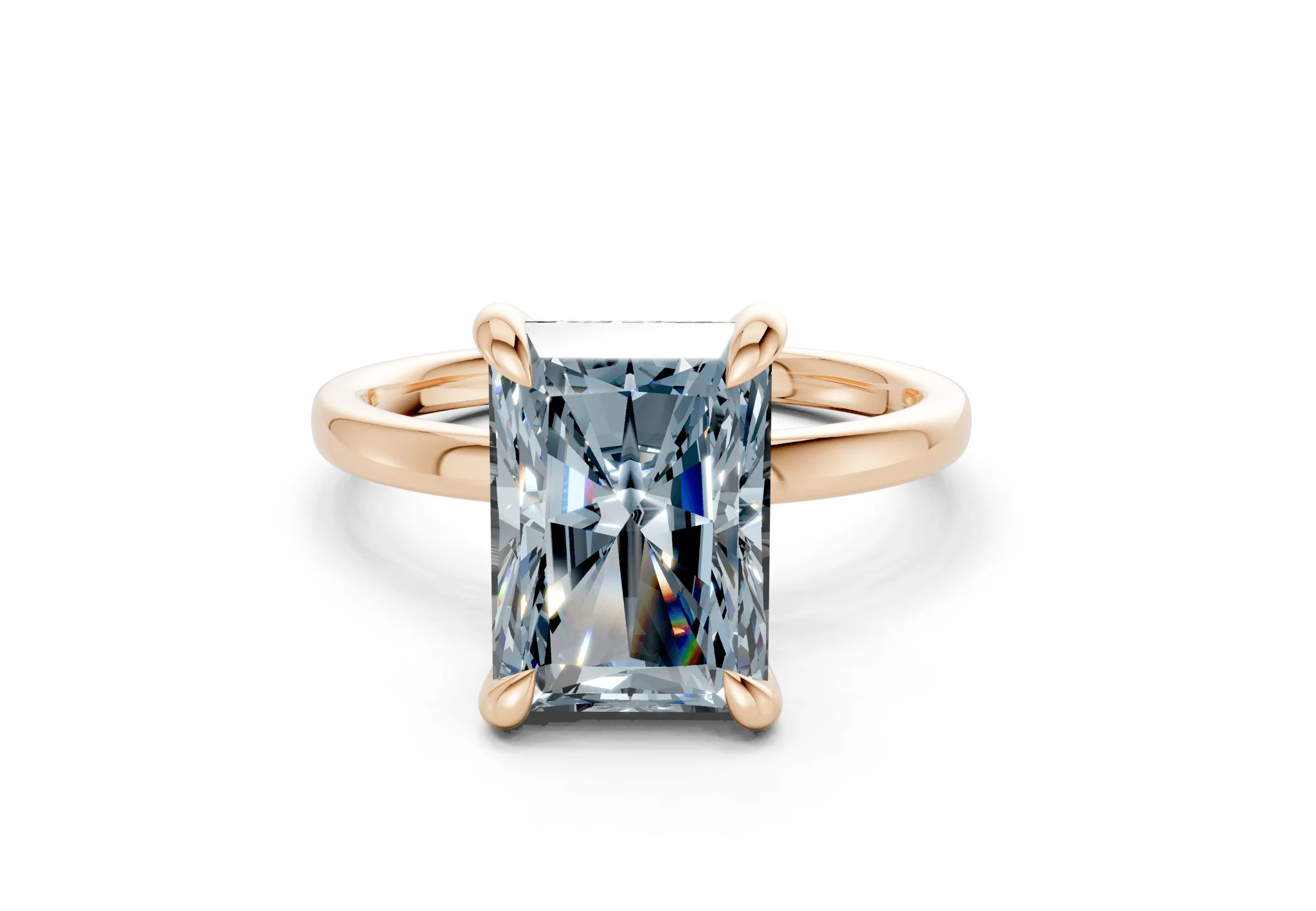 Solstice Blue Diamond Solitaire Radiant Cut 2mm Engagement Ring - Image 4