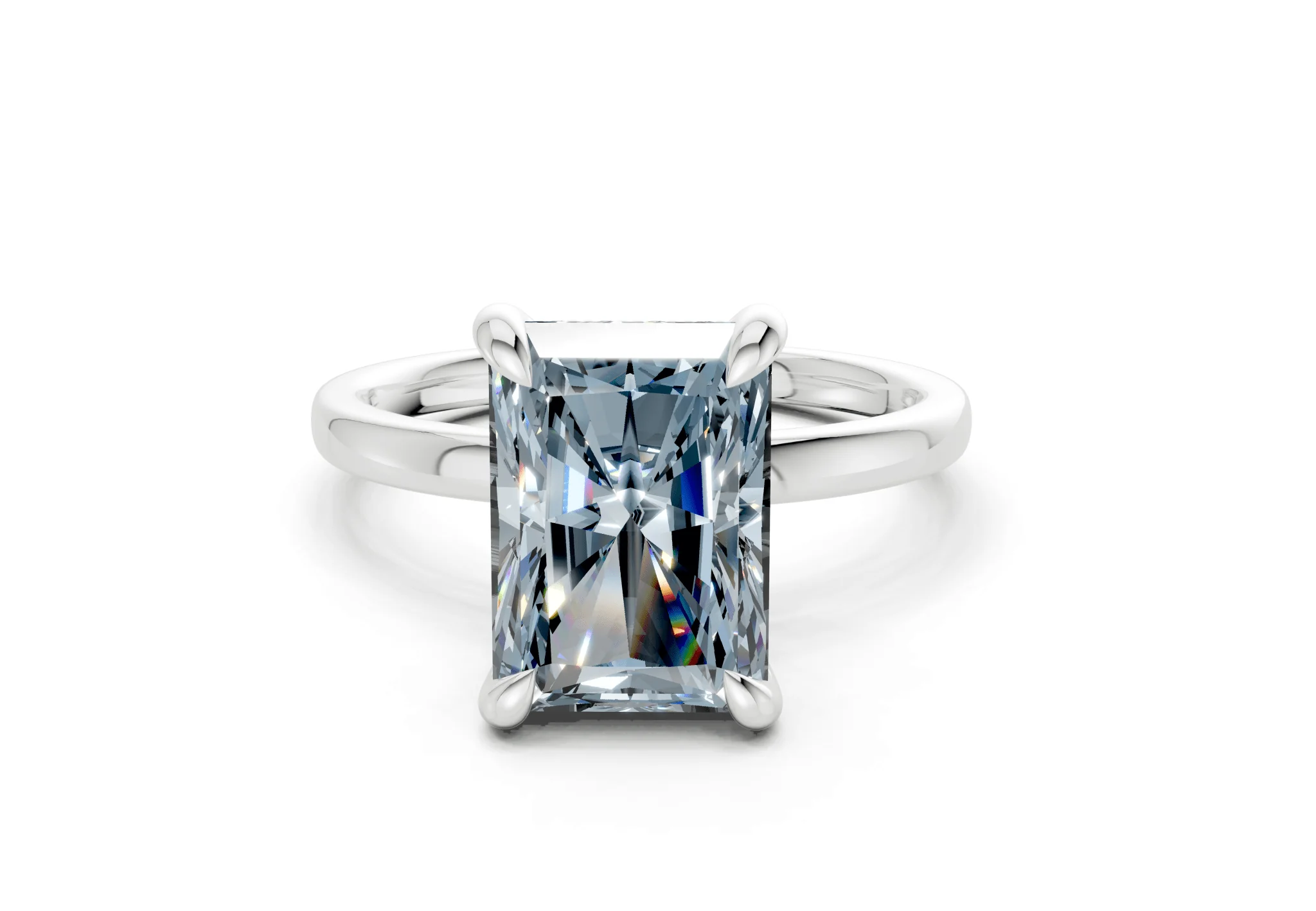 Solstice Blue Diamond Solitaire Radiant Cut 2mm Engagement Ring - Image 7