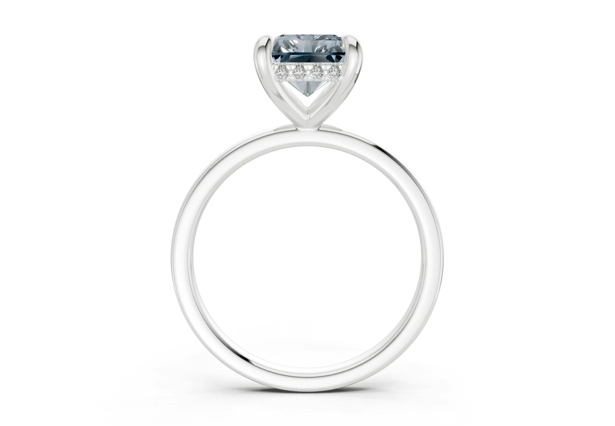 Solstice Blue Diamond Solitaire Radiant Cut 2mm Engagement Ring - Image 8