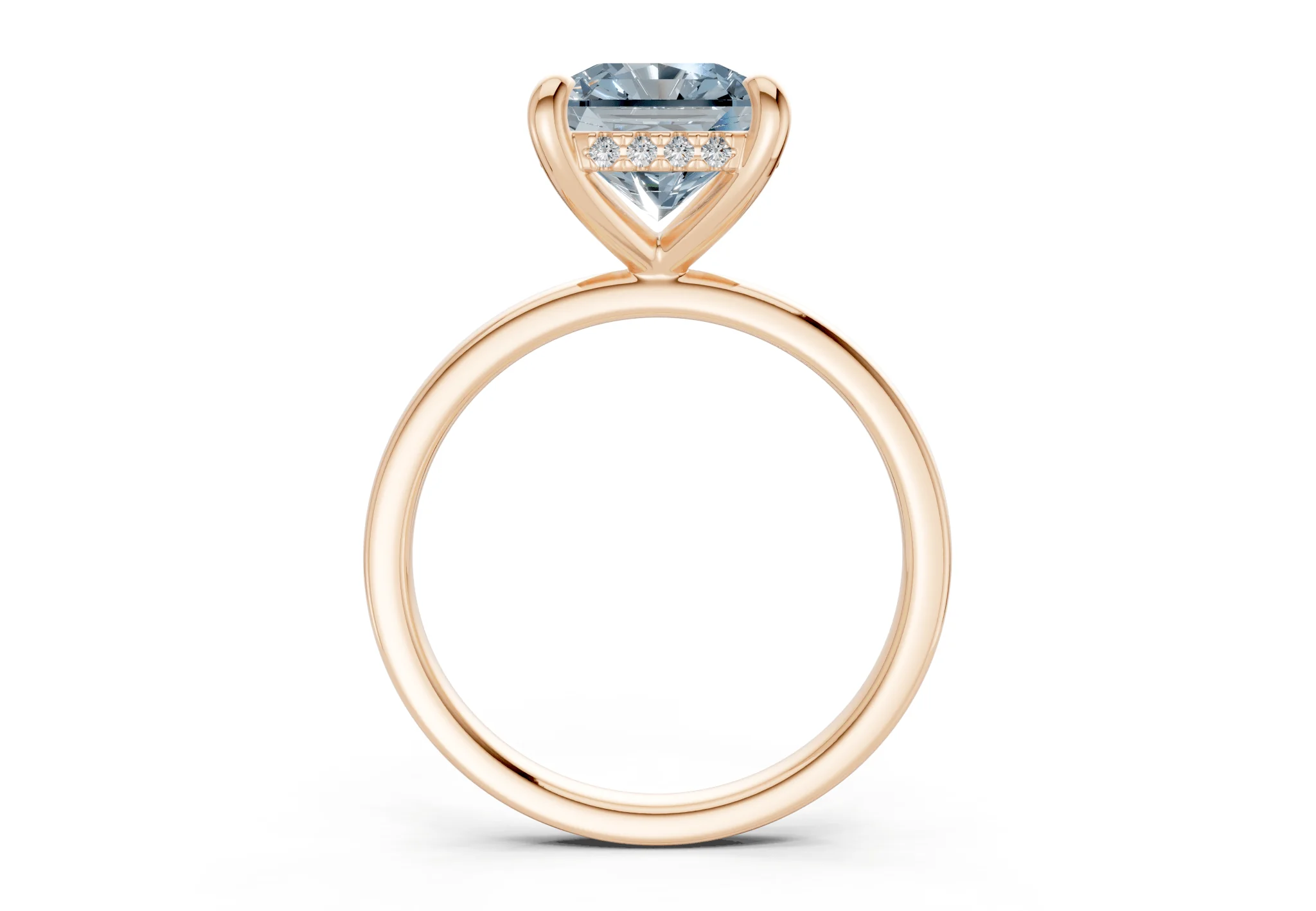 Solstice Blue Diamond Solitaire Radiant Squareuare Cut 1.8mm Engagement Ring - Image 5
