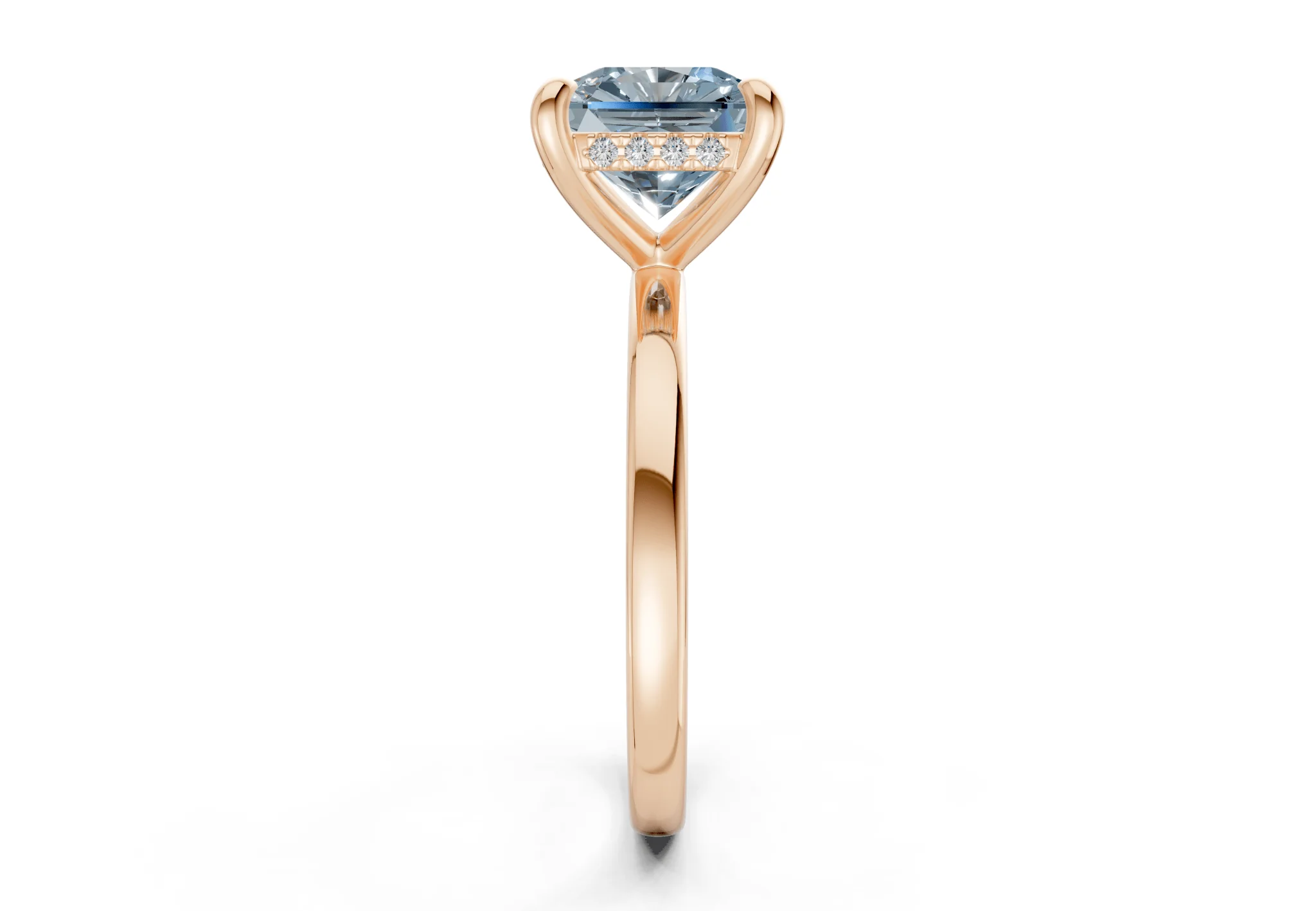 Solstice Blue Diamond Solitaire Radiant Squareuare Cut 1.8mm Engagement Ring - Image 6