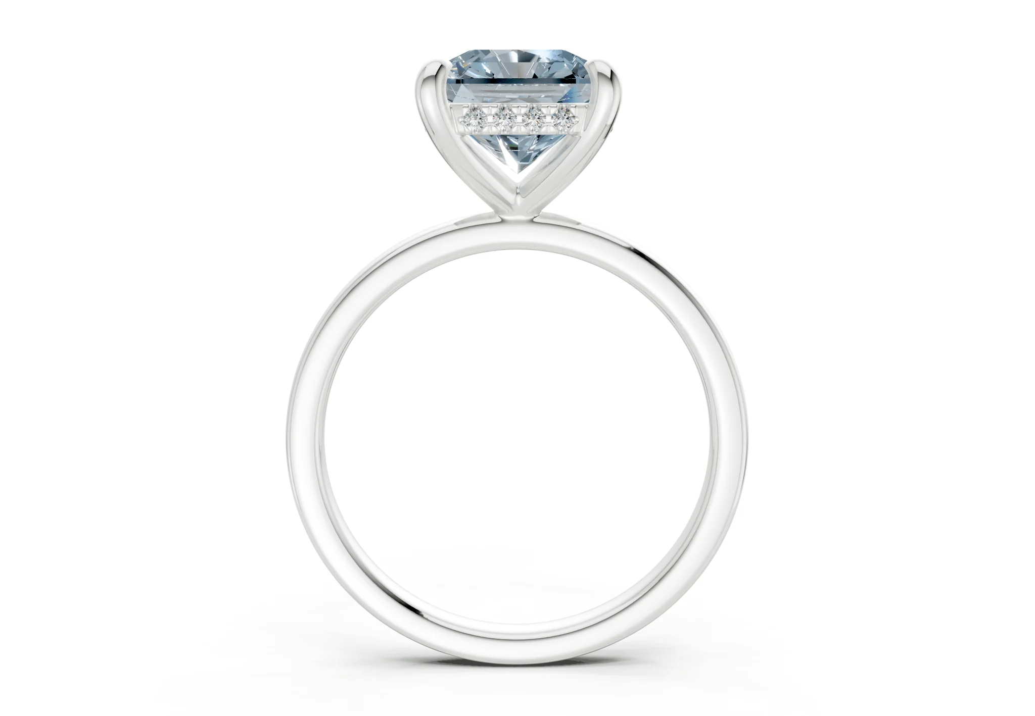 Solstice Blue Diamond Solitaire Radiant Squareuare Cut 1.8mm Engagement Ring - Image 8
