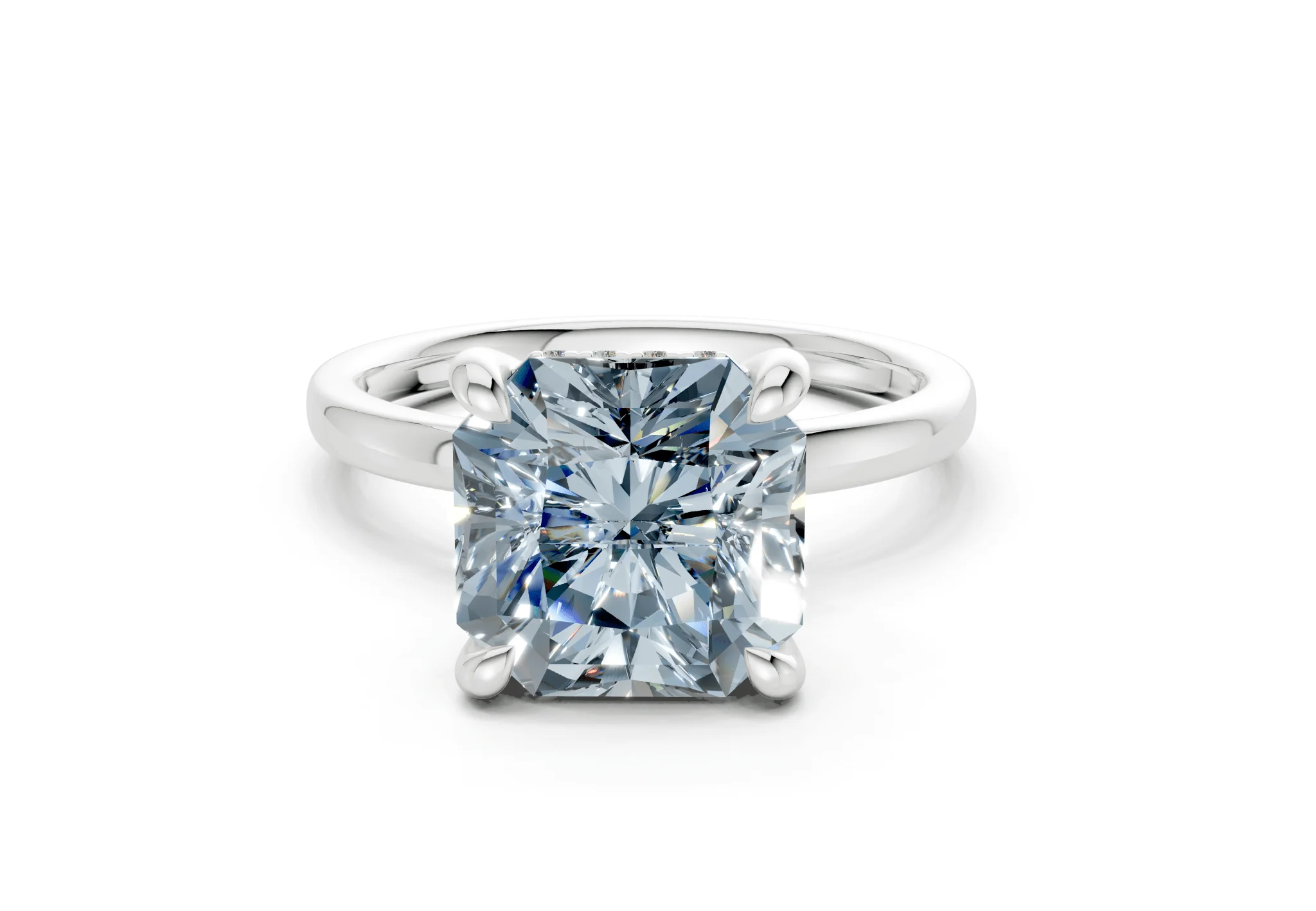 Solstice Blue Diamond Solitaire Radiant Squareuare Cut 2.3mm Engagement Ring - Image 7