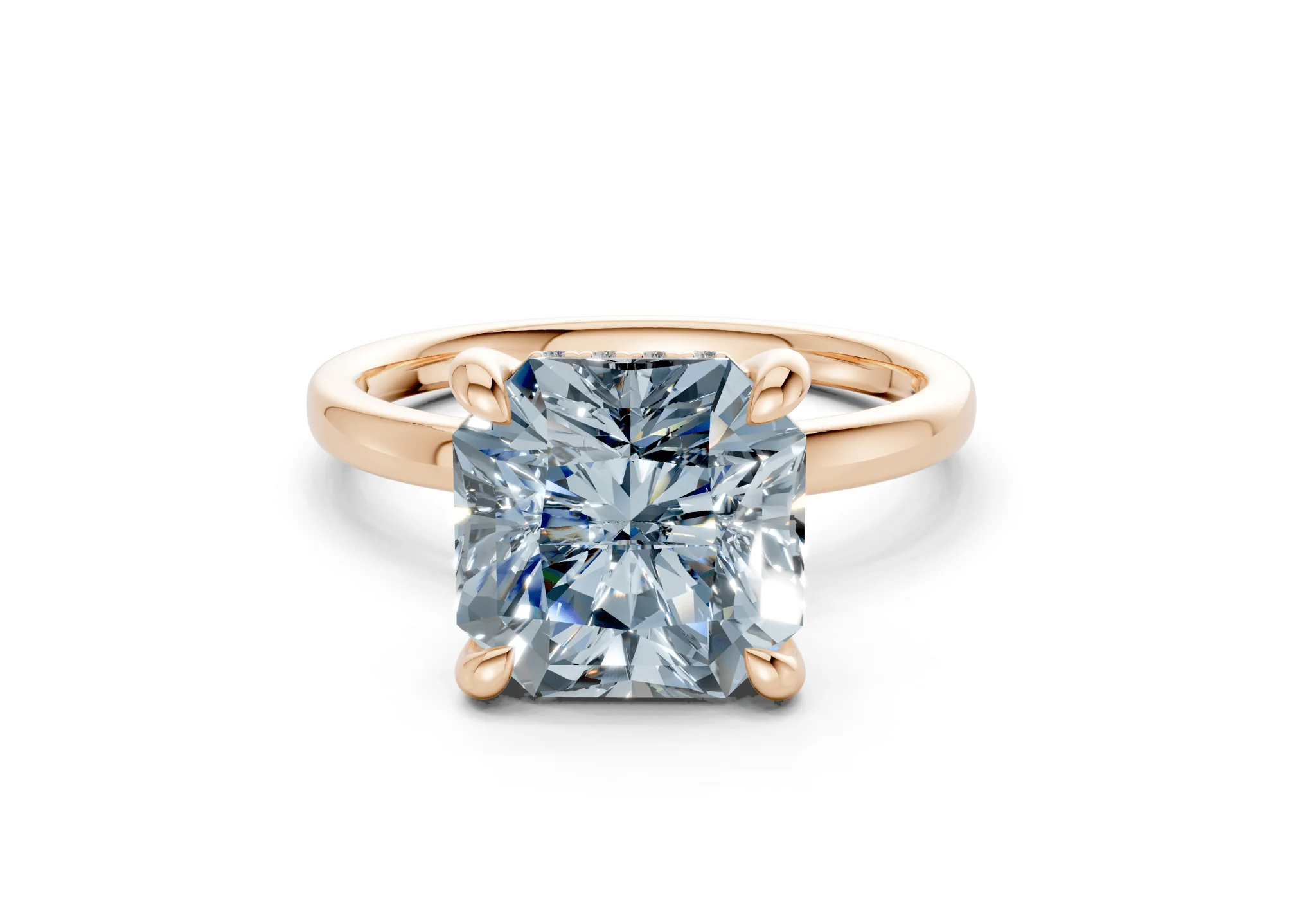 Solstice Blue Diamond Solitaire Radiant Squareuare Cut 2mm Engagement Ring - Image 4