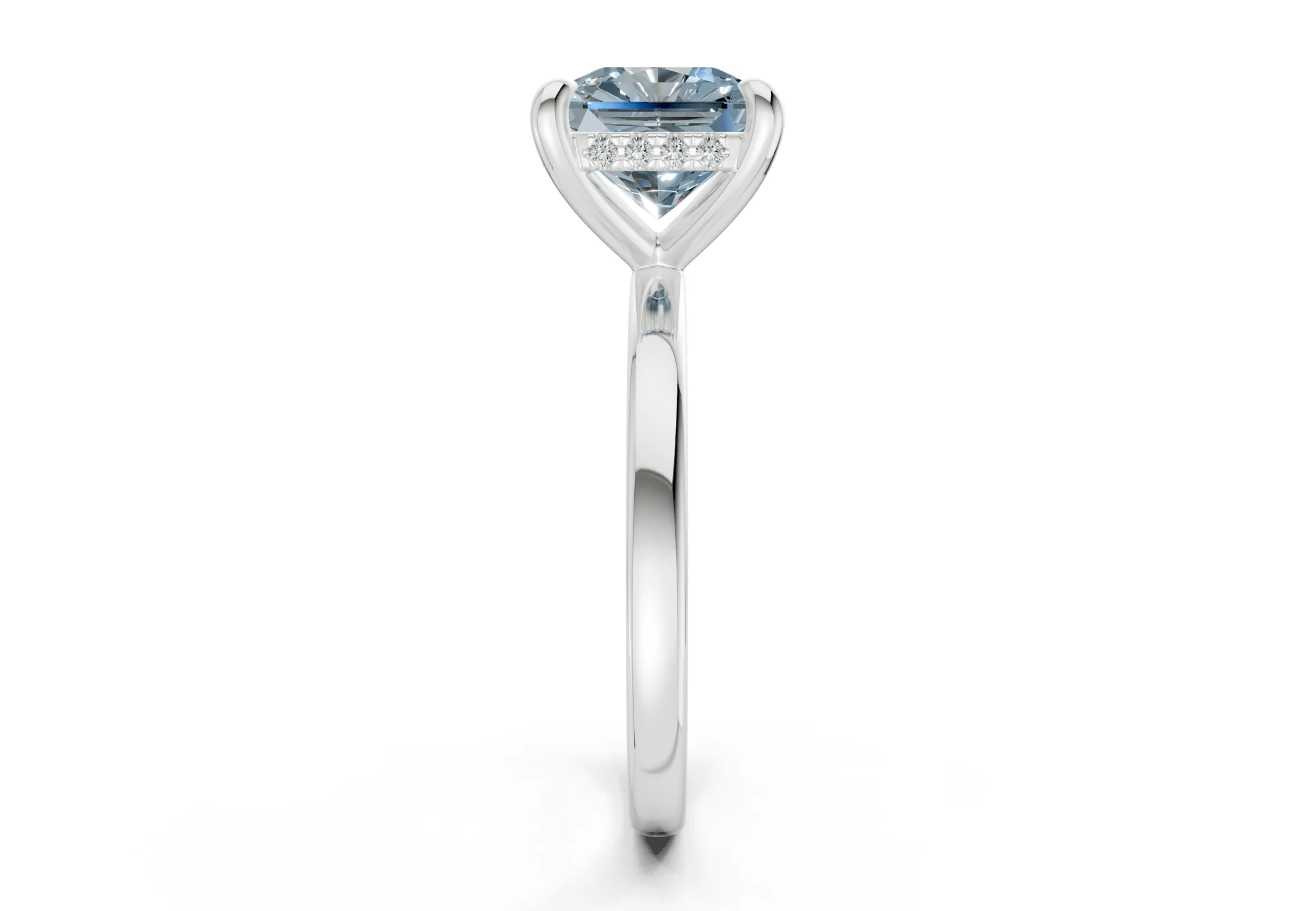 Solstice Blue Diamond Solitaire Radiant Squareuare Cut 2mm Engagement Ring - Image 9