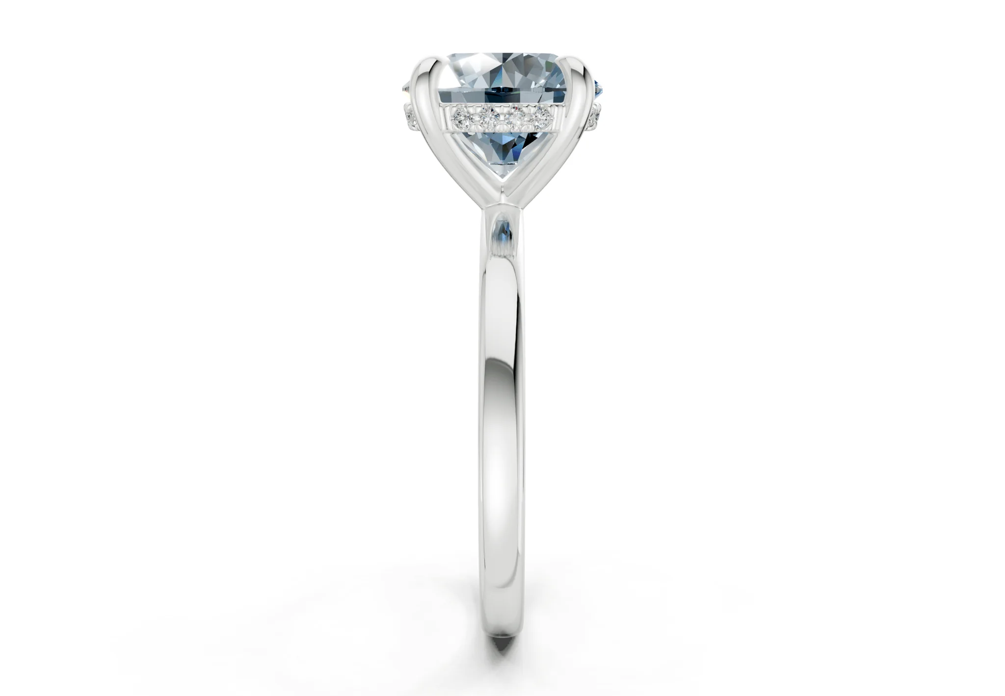 Solstice Blue Diamond Solitaire Round Cut 1.8mm Engagement Ring - Image 9