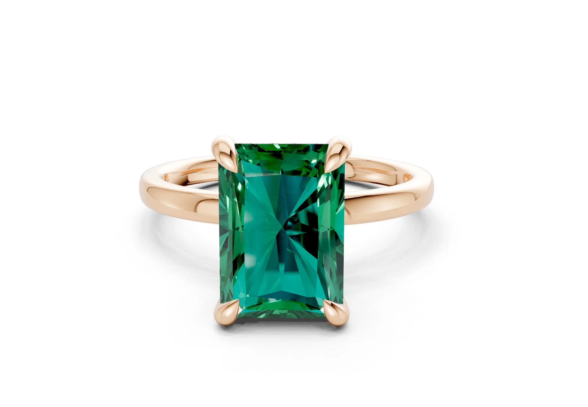 Solstice Emerald Gemstone Solitaire Radiant Cut 1.8mm Engagement Ring - Image 4