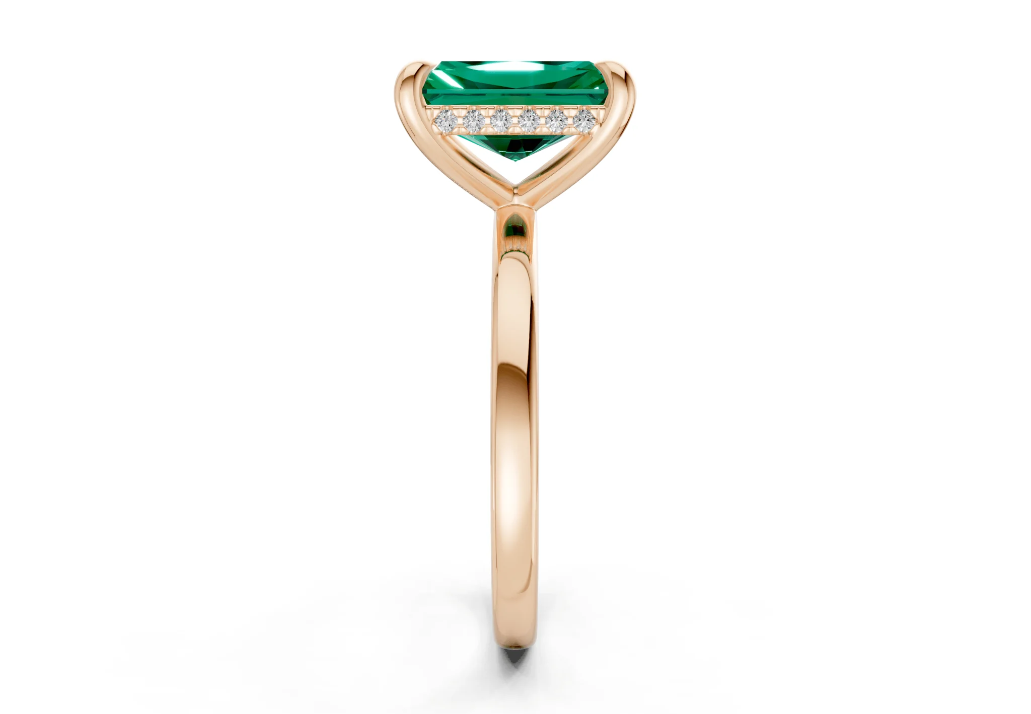 Solstice Emerald Gemstone Solitaire Radiant Cut 1.8mm Engagement Ring - Image 6