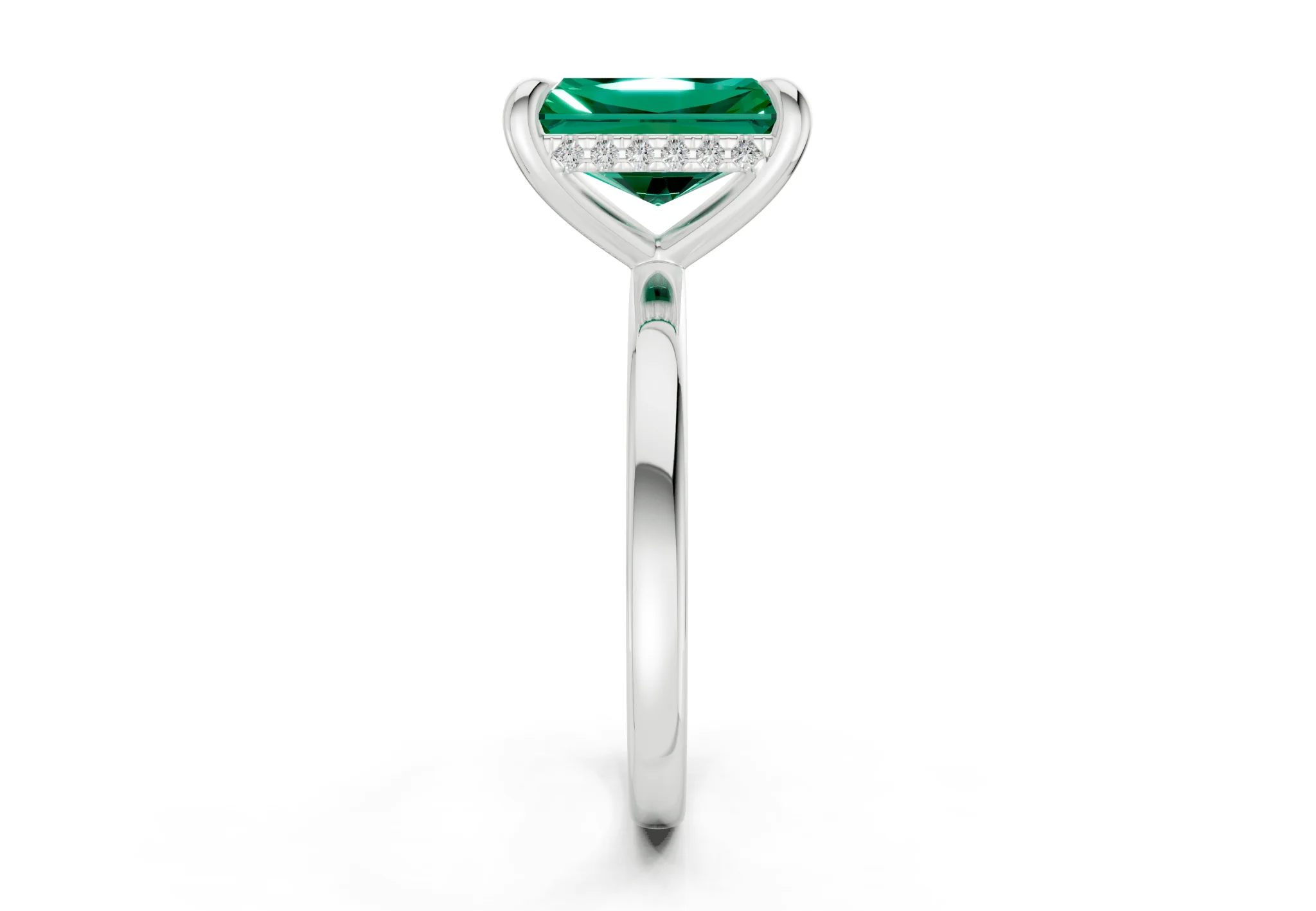 Solstice Emerald Gemstone Solitaire Radiant Cut 1.8mm Engagement Ring - Image 9