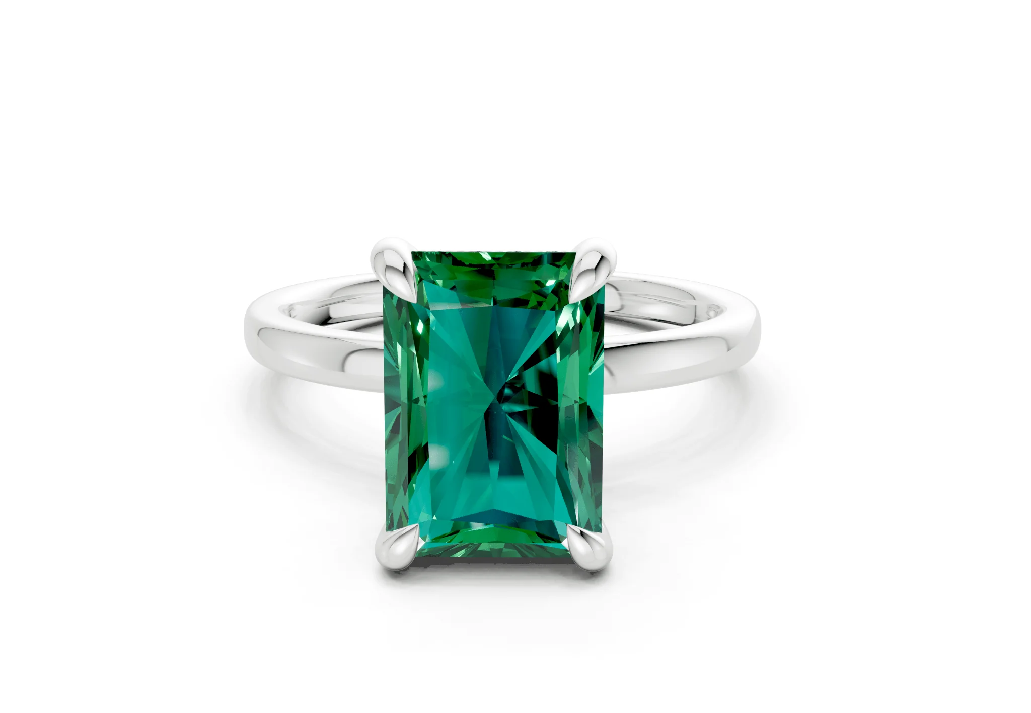Solstice Emerald Gemstone Solitaire Radiant Cut 2mm Engagement Ring - Image 7