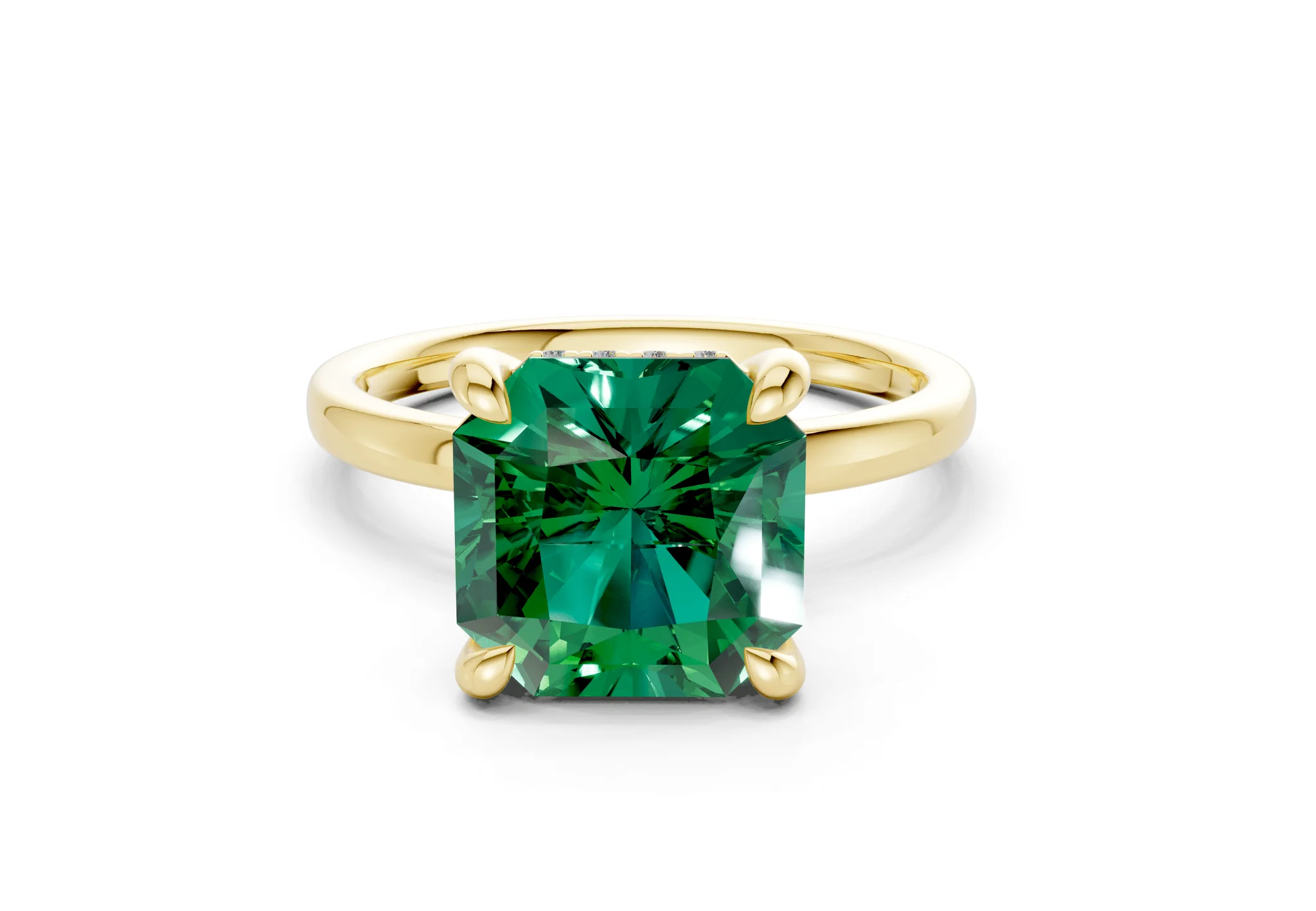 Solstice Emerald Gemstone Solitaire Radiant Squareuare Cut 2mm Engagement Ring