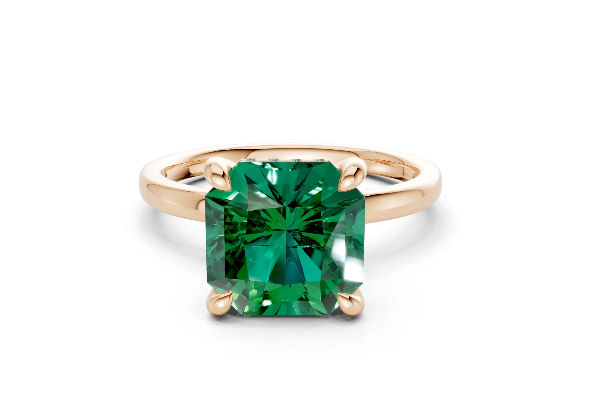Solstice Emerald Gemstone Solitaire Radiant Squareuare Cut 2mm Engagement Ring - Image 4