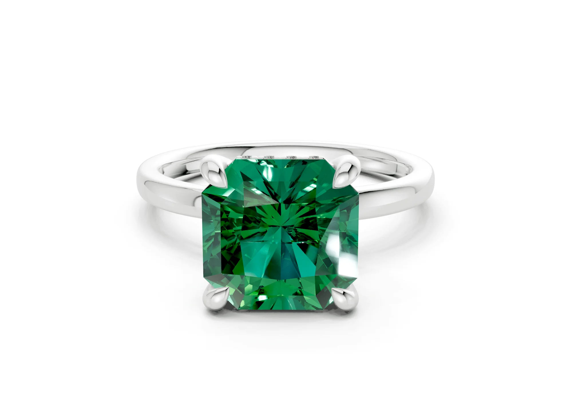 Solstice Emerald Gemstone Solitaire Radiant Squareuare Cut 2mm Engagement Ring - Image 7
