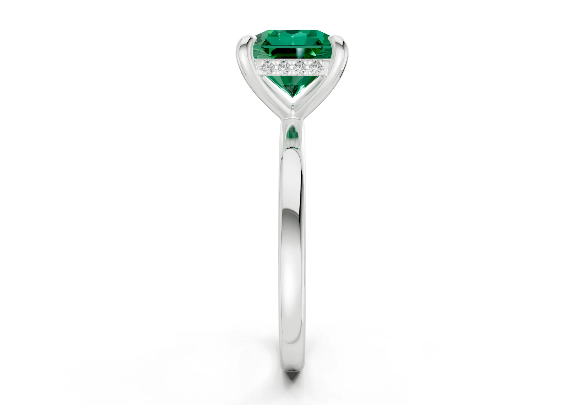 Solstice Emerald Gemstone Solitaire Radiant Squareuare Cut 2mm Engagement Ring - Image 9