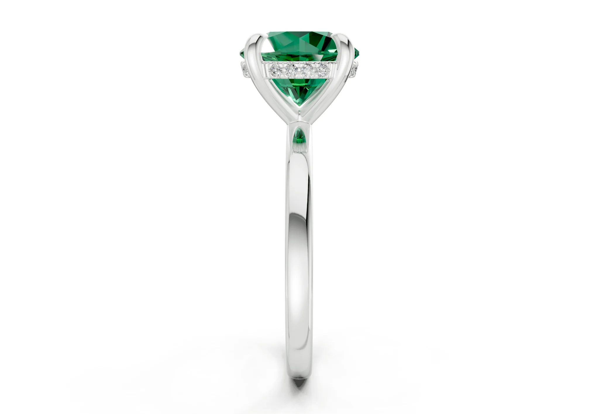 Solstice Emerald Gemstone Solitaire Round Cut 1.8mm Engagement Ring - Image 9