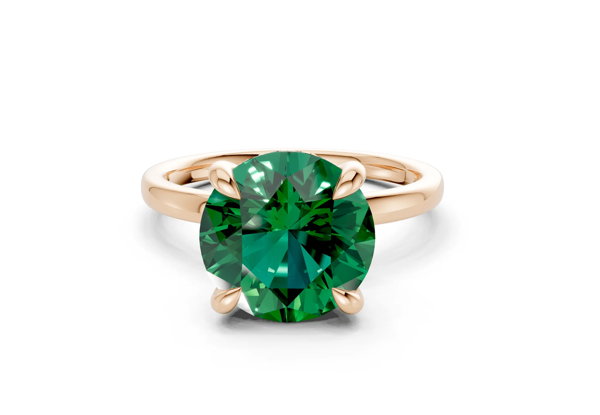 Solstice Emerald Gemstone Solitaire Round Cut 2.3mm Engagement Ring - Image 4