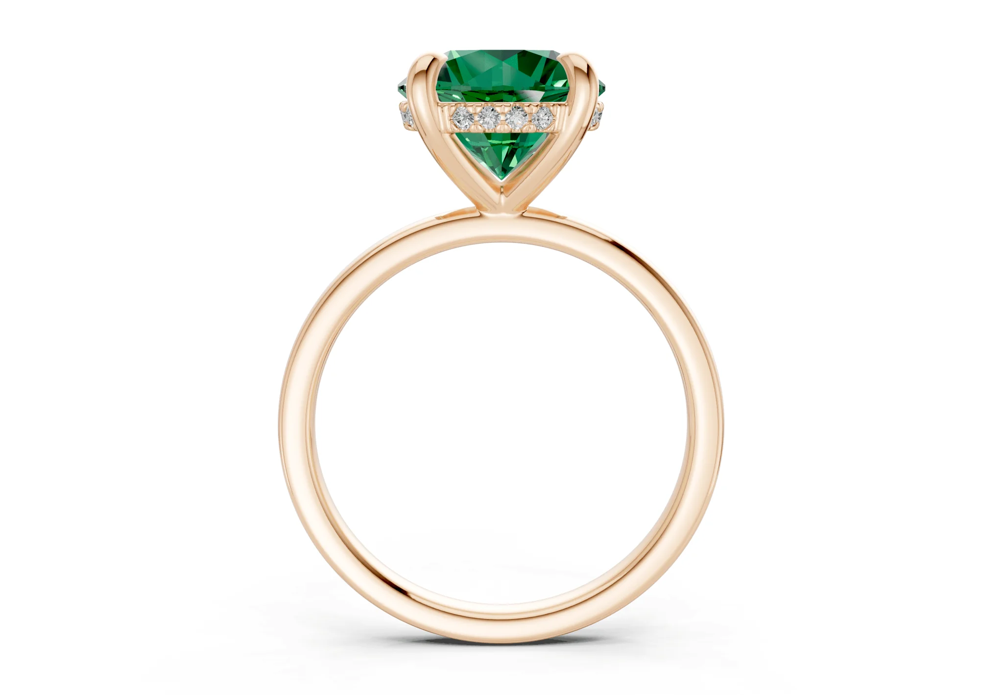 Solstice Emerald Gemstone Solitaire Round Cut 2.3mm Engagement Ring - Image 5
