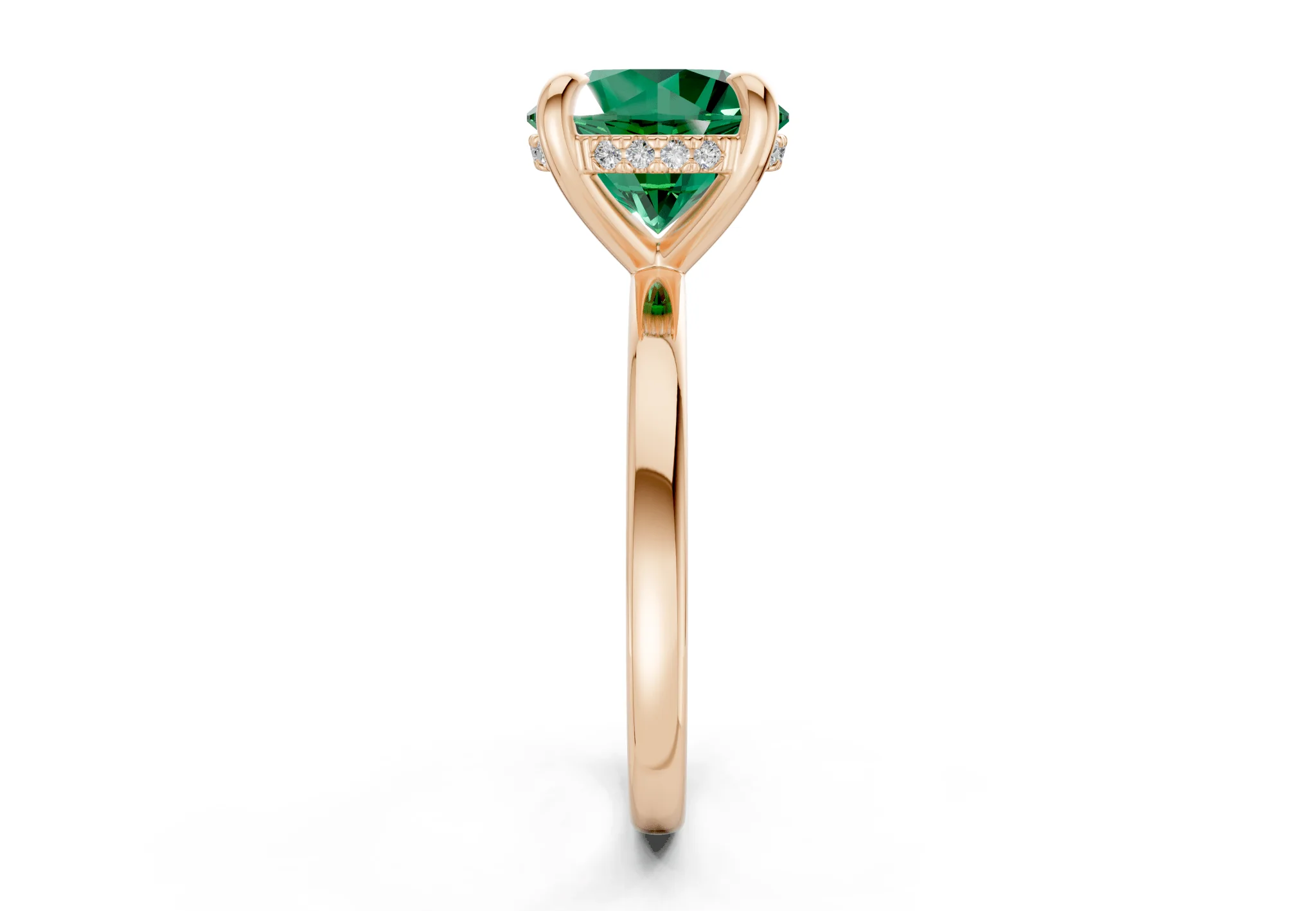 Solstice Emerald Gemstone Solitaire Round Cut 2.3mm Engagement Ring - Image 6