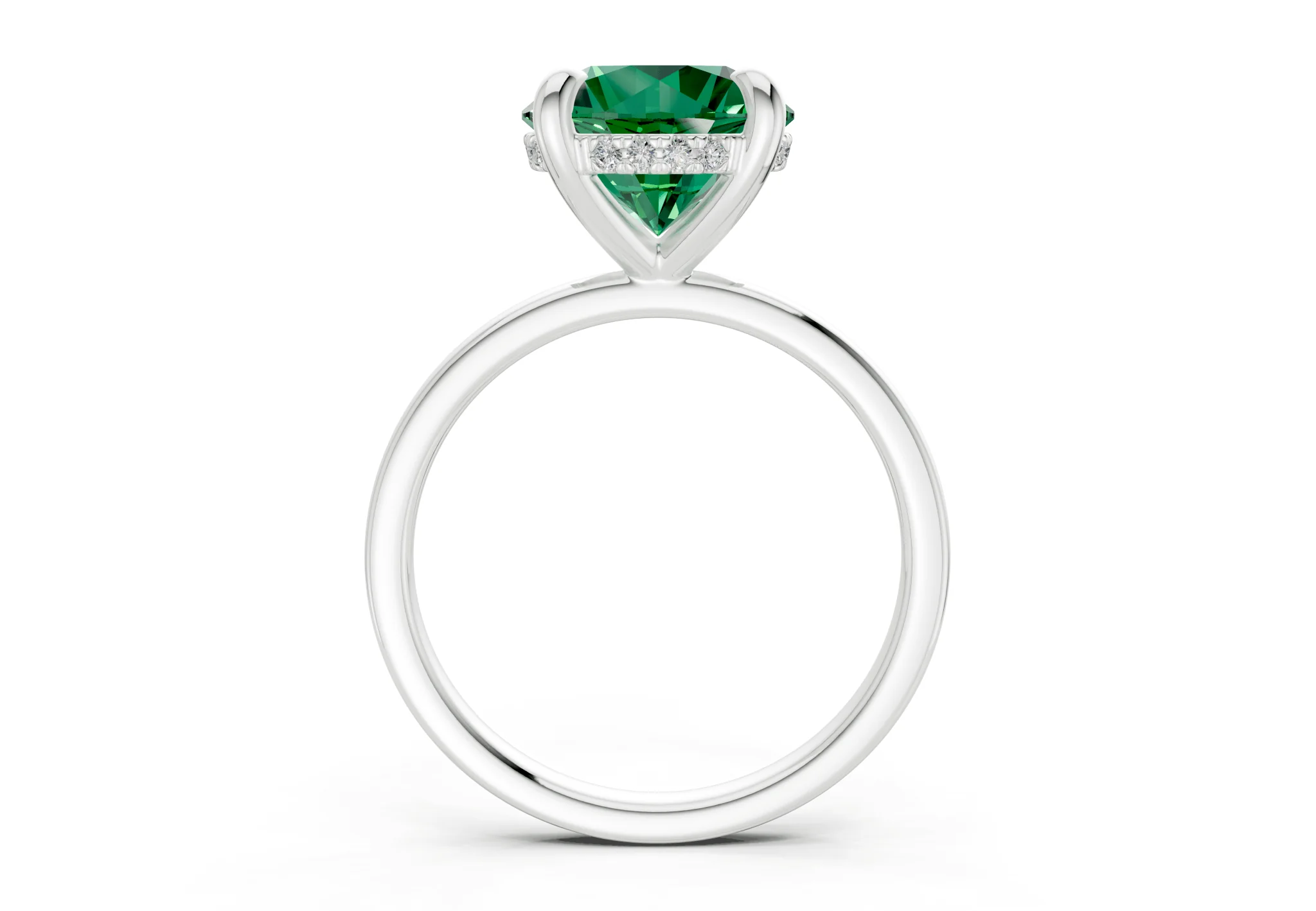 Solstice Emerald Gemstone Solitaire Round Cut 2.3mm Engagement Ring - Image 8