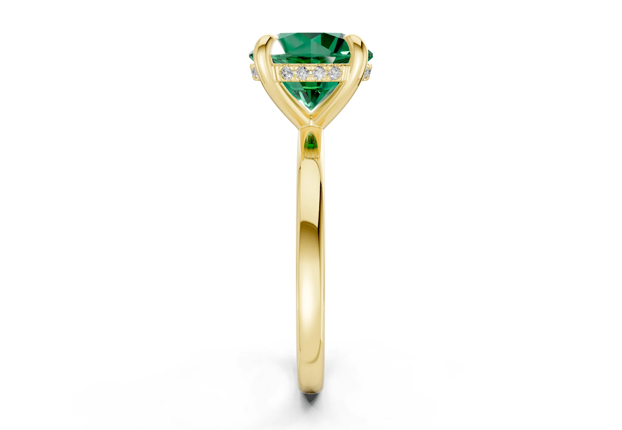 Solstice Emerald Gemstone Solitaire Round Cut 2mm Engagement Ring - Image 3