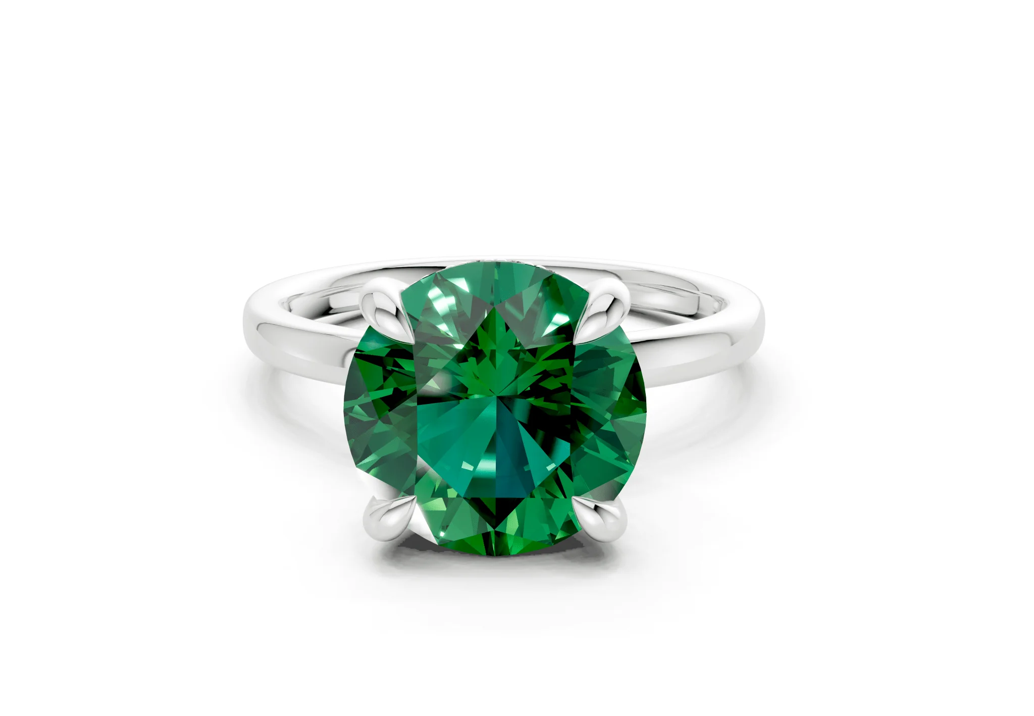 Solstice Emerald Gemstone Solitaire Round Cut 2mm Engagement Ring - Image 7
