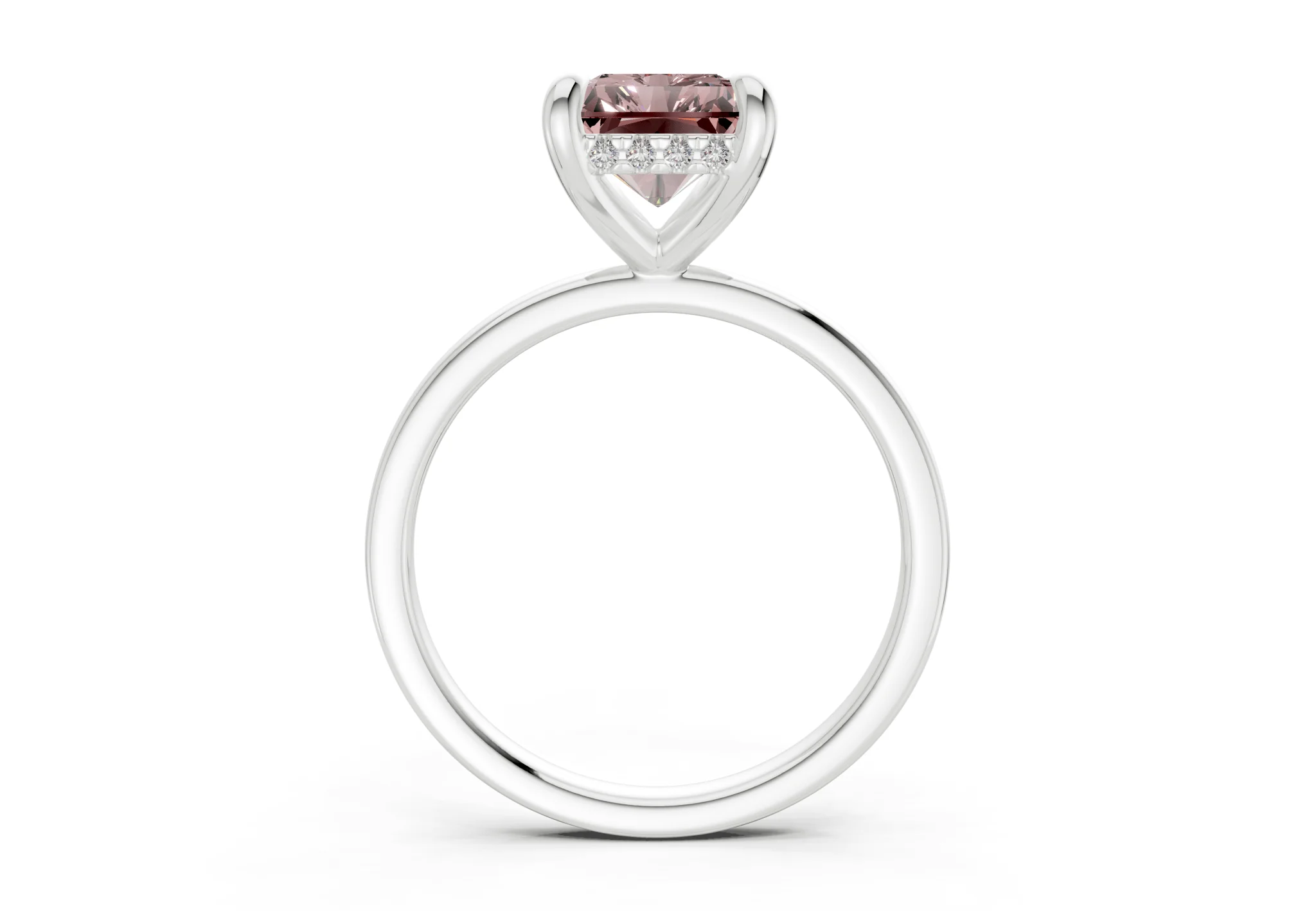Solstice Pink Diamond Solitaire Radiant Cut 1.8mm Engagement Ring - Image 8