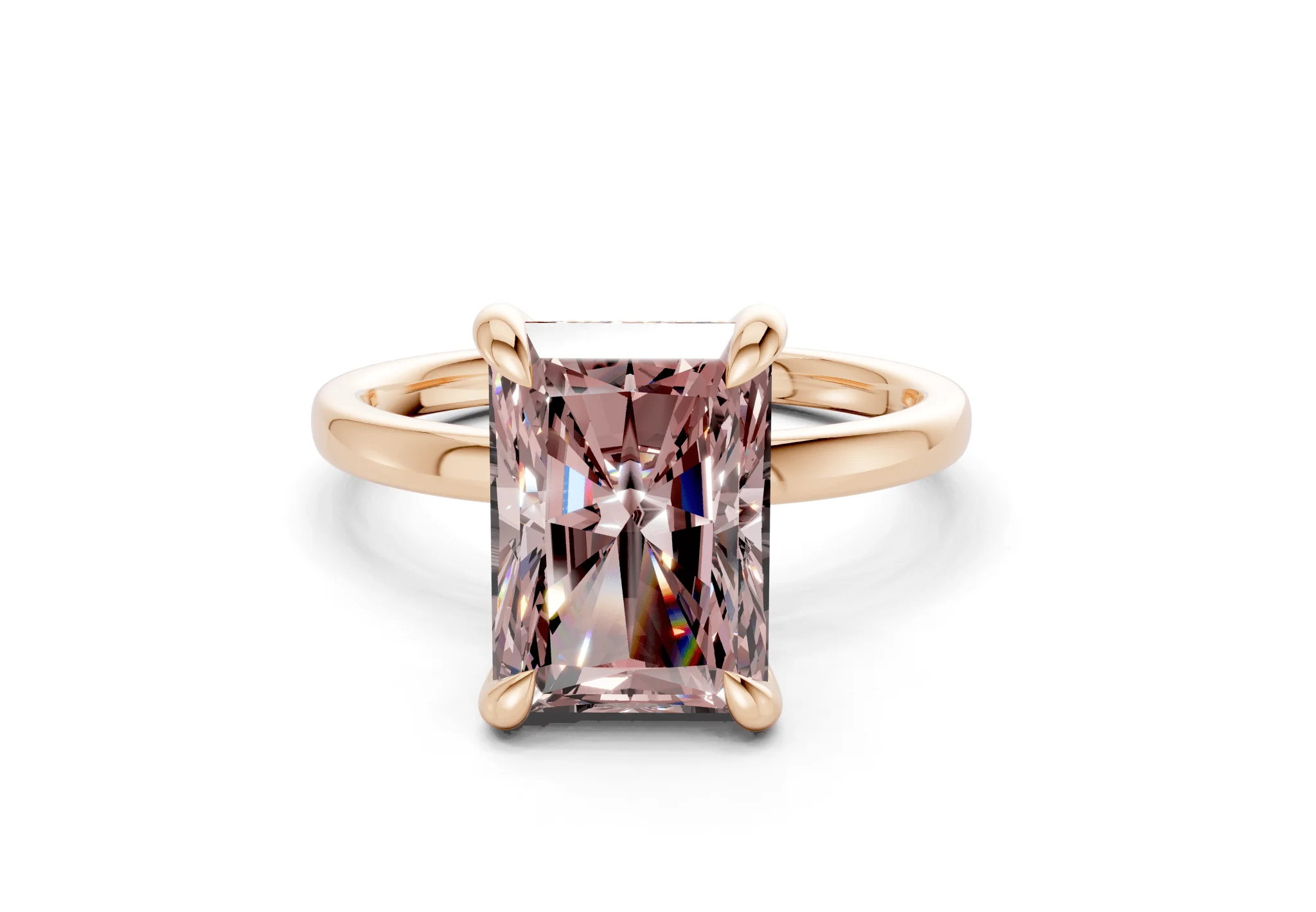 Solstice Pink Diamond Solitaire Radiant Cut 2mm Engagement Ring - Image 4