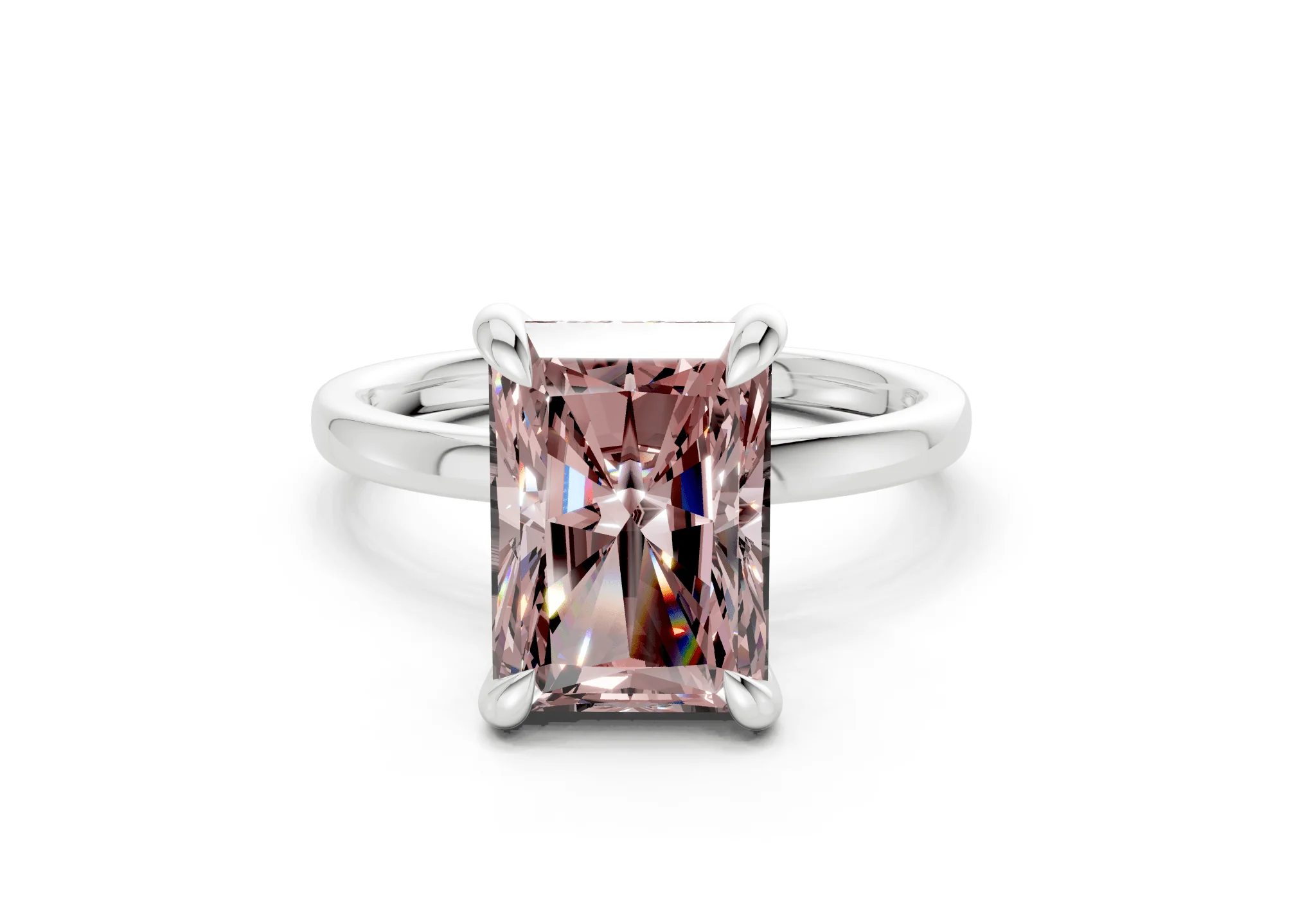 Solstice Pink Diamond Solitaire Radiant Cut 2mm Engagement Ring - Image 7