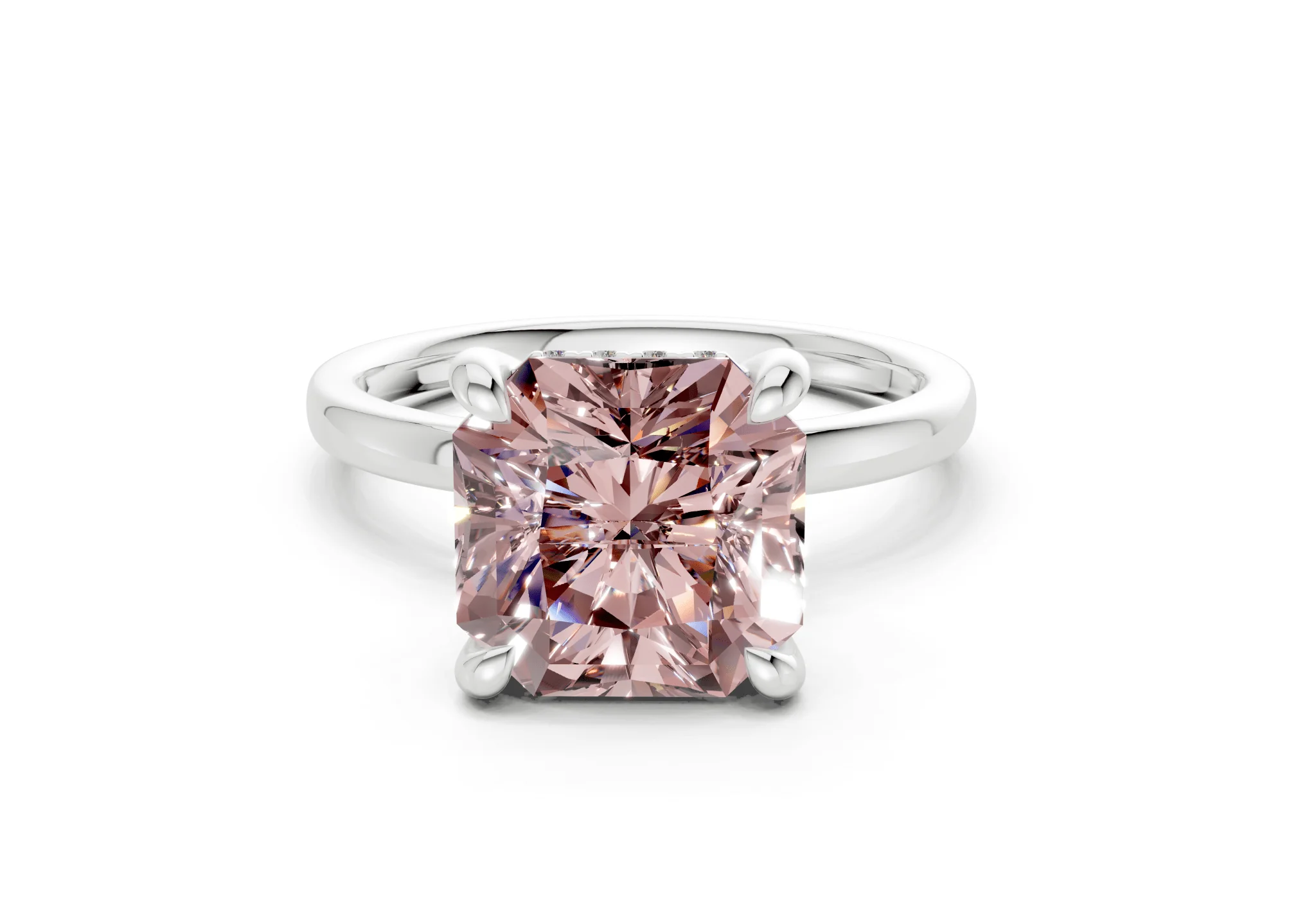 Solstice Pink Diamond Solitaire Radiant Squareuare Cut 1.8mm Engagement Ring - Image 7