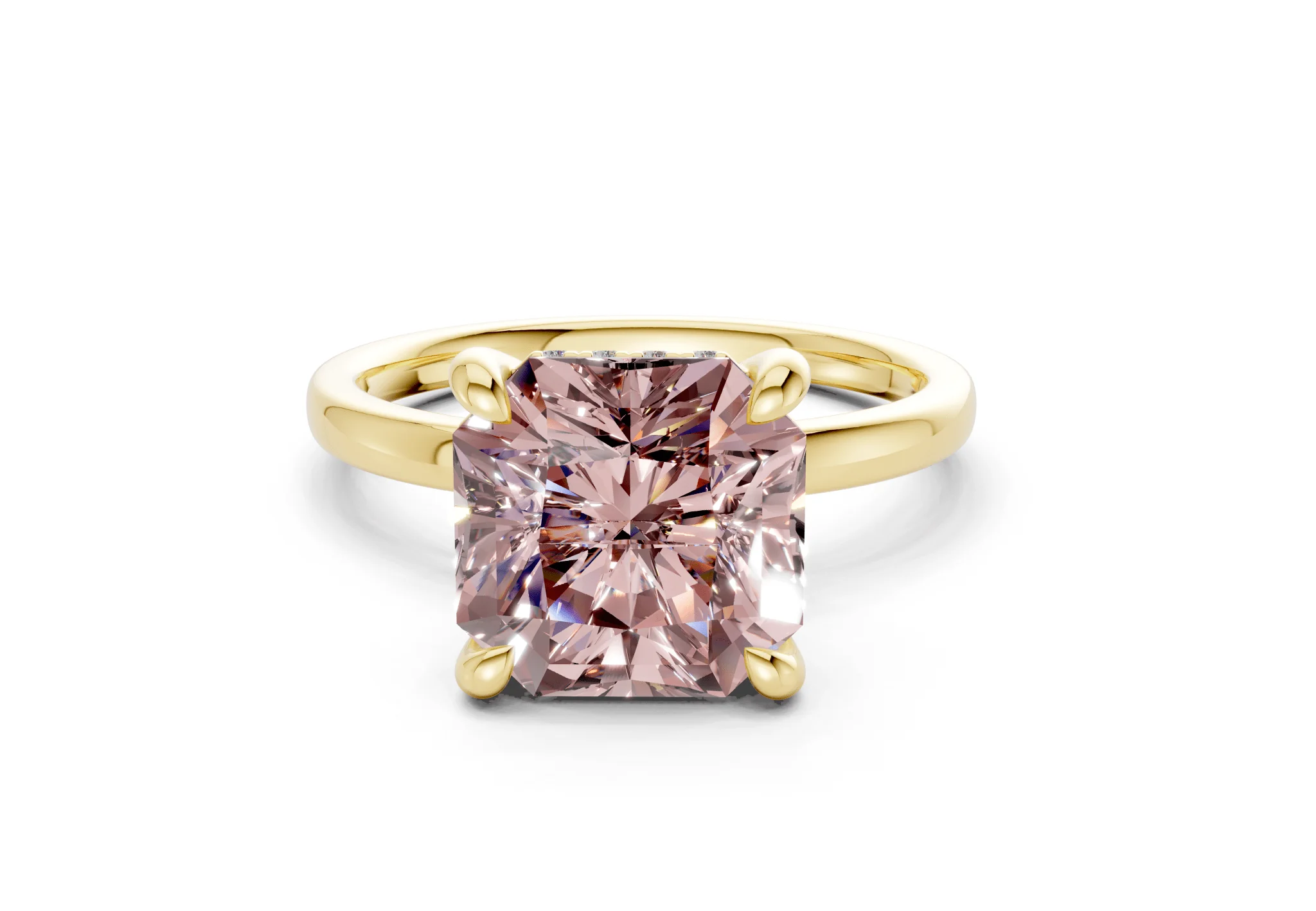 Solstice Pink Diamond Solitaire Radiant Squareuare Cut 2mm Engagement Ring