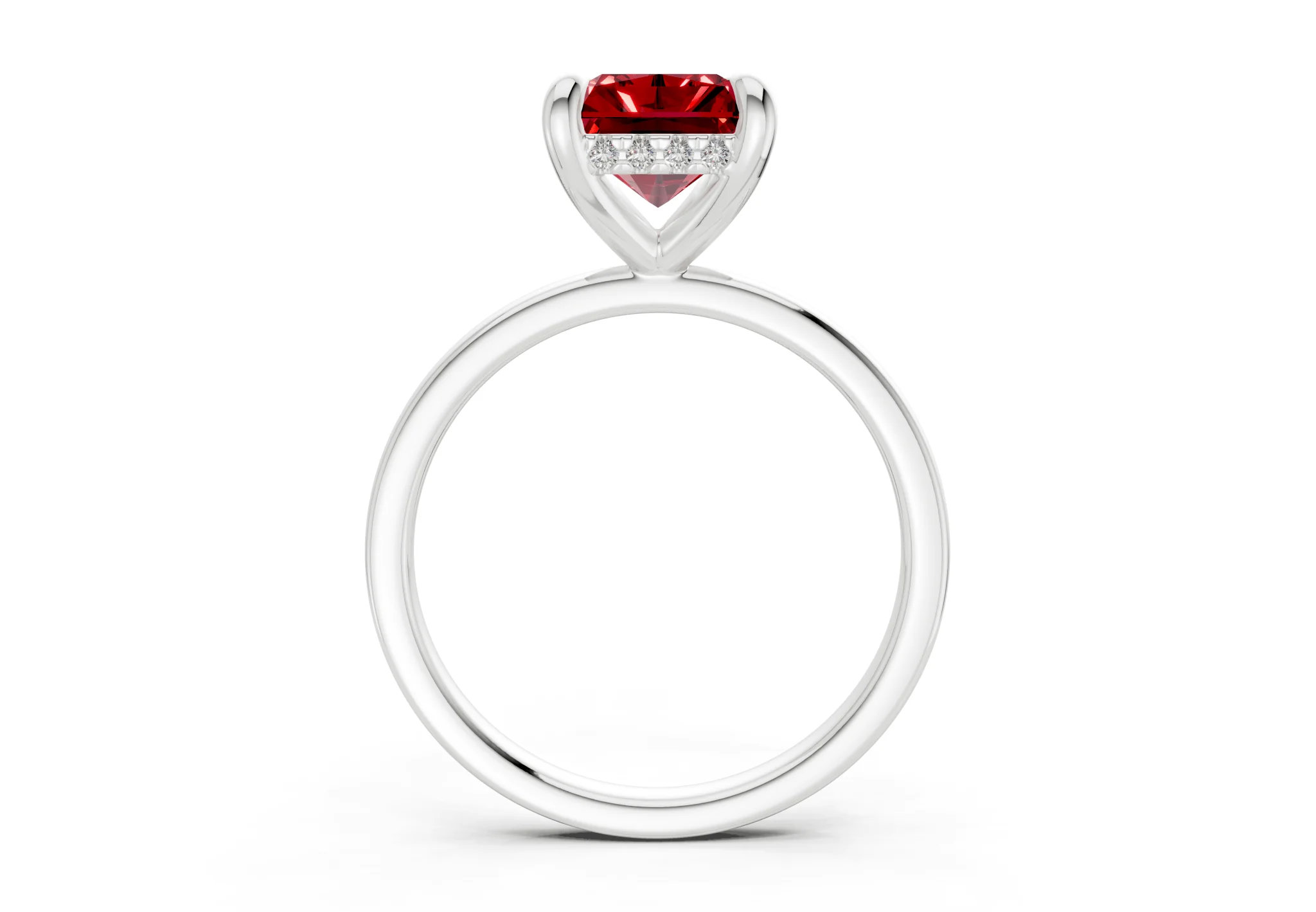 Solstice Ruby Gemstone Solitaire Radiant Cut 1.8mm Engagement Ring - Image 8