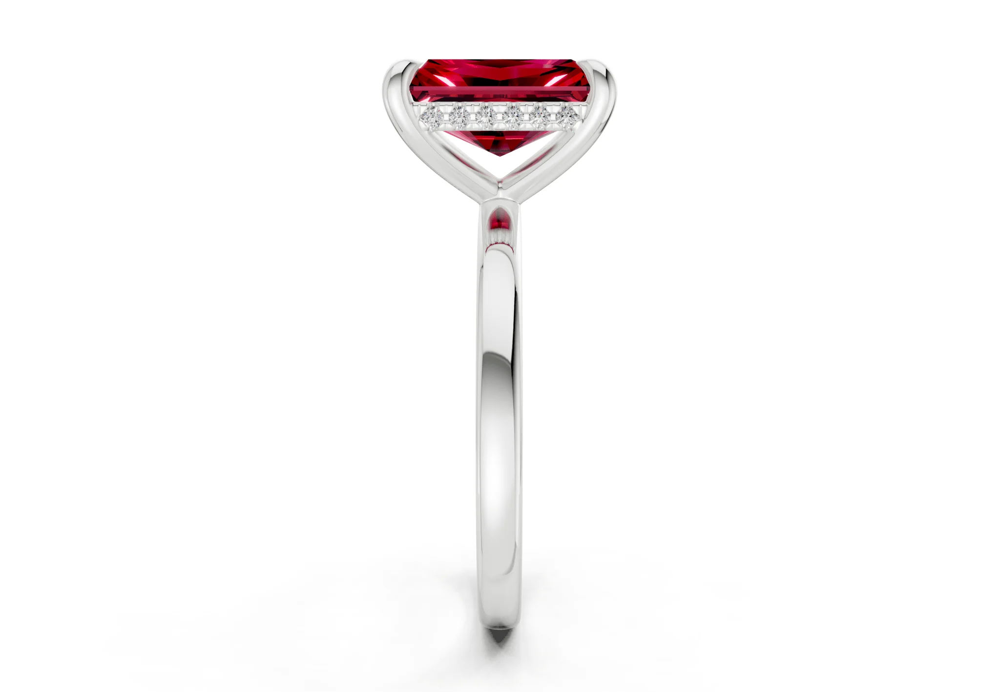 Solstice Ruby Gemstone Solitaire Radiant Cut 2.3mm Engagement Ring - Image 9