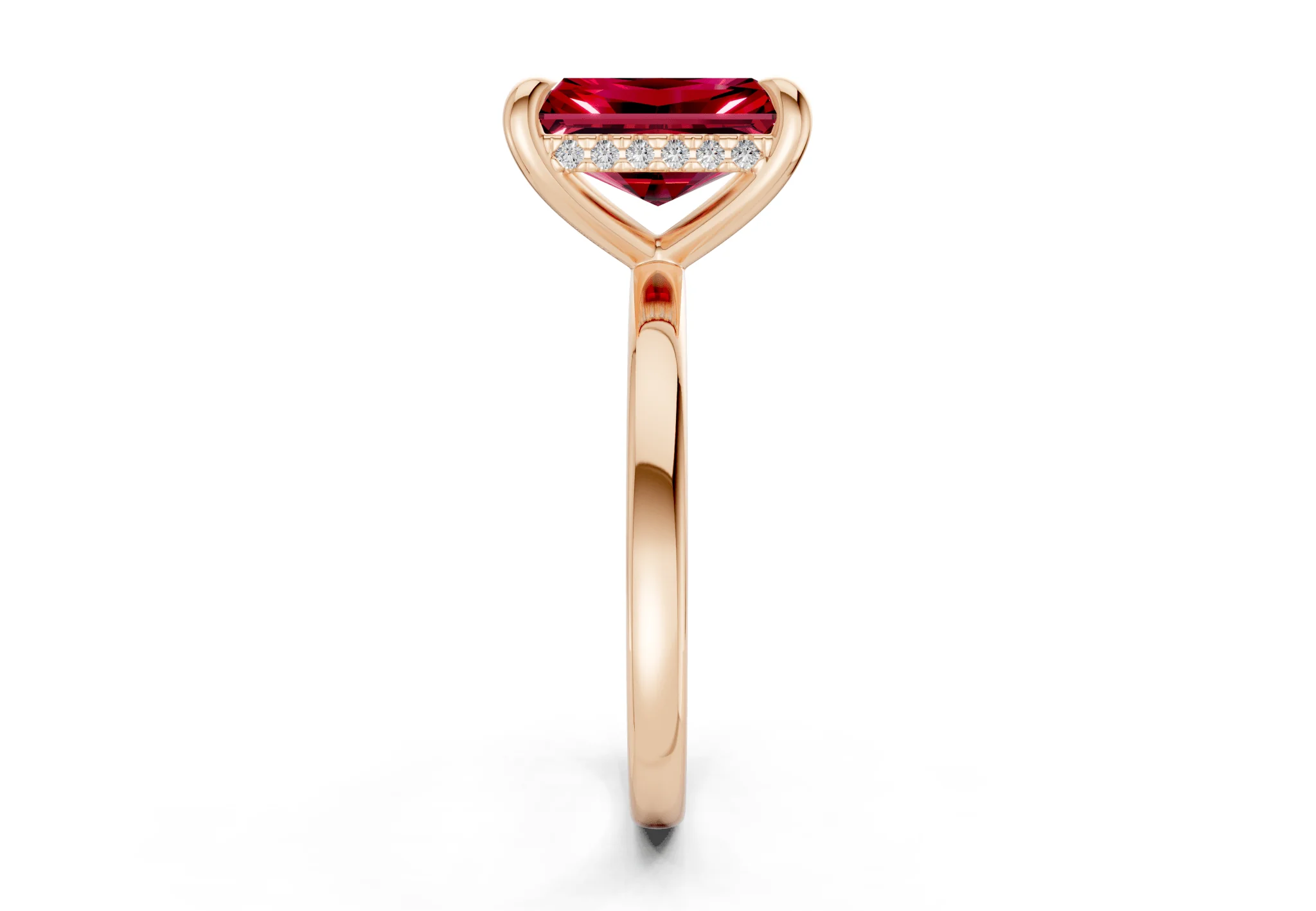 Solstice Ruby Gemstone Solitaire Radiant Cut 2mm Engagement Ring - Image 6