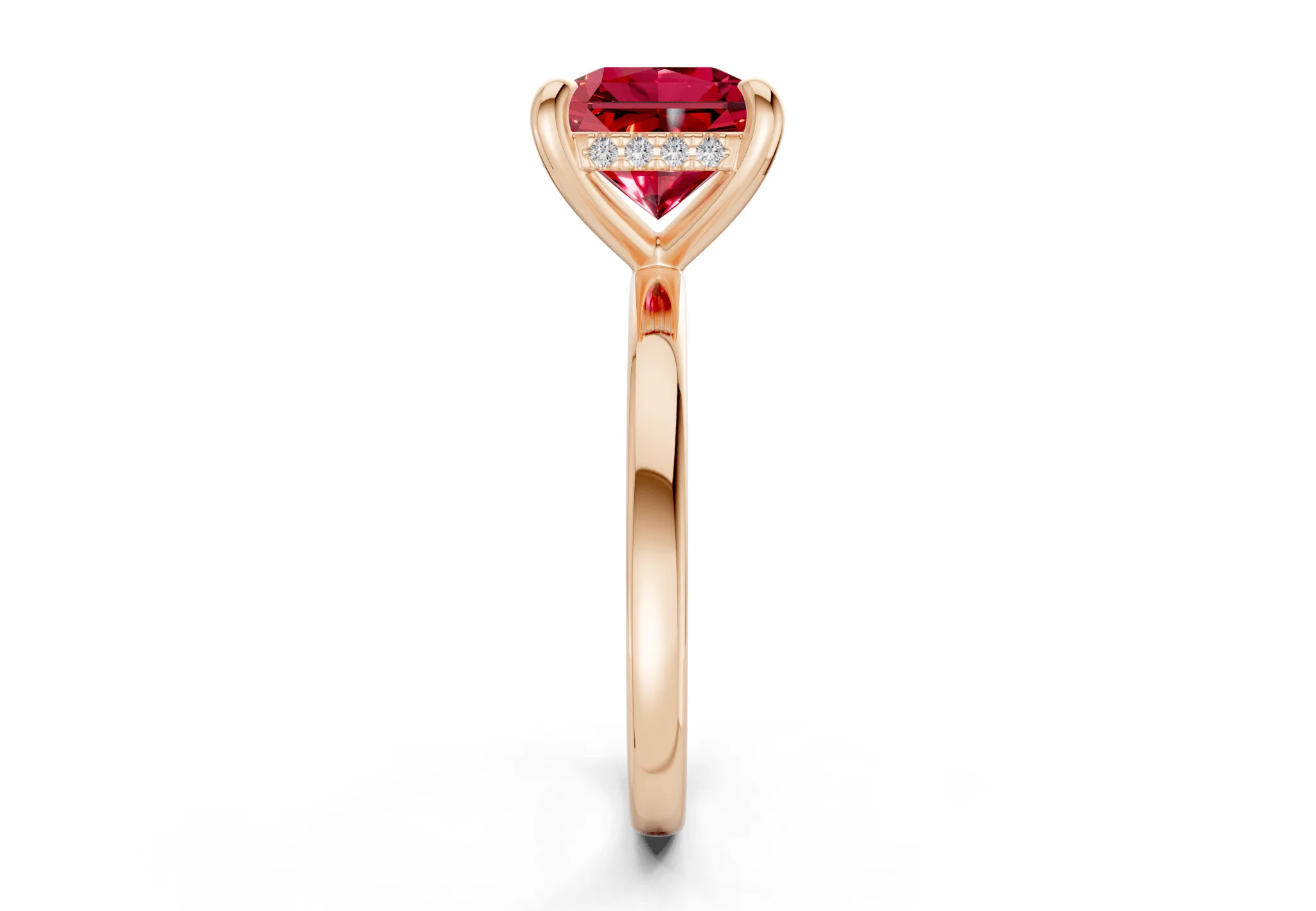 Solstice Ruby Gemstone Solitaire Radiant Squareuare Cut 1.8mm Engagement Ring - Image 6