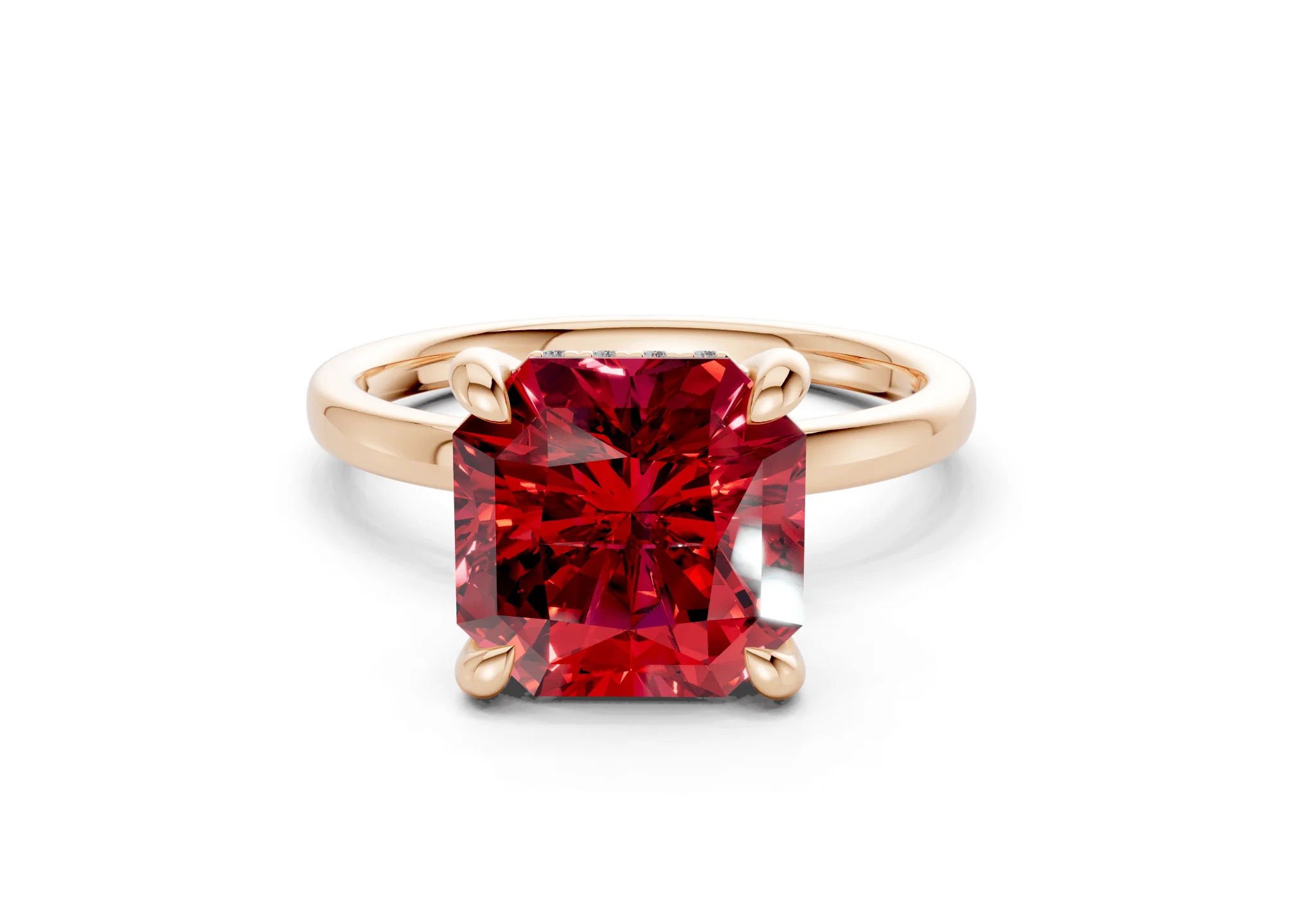 Solstice Ruby Gemstone Solitaire Radiant Squareuare Cut 2.3mm Engagement Ring - Image 4