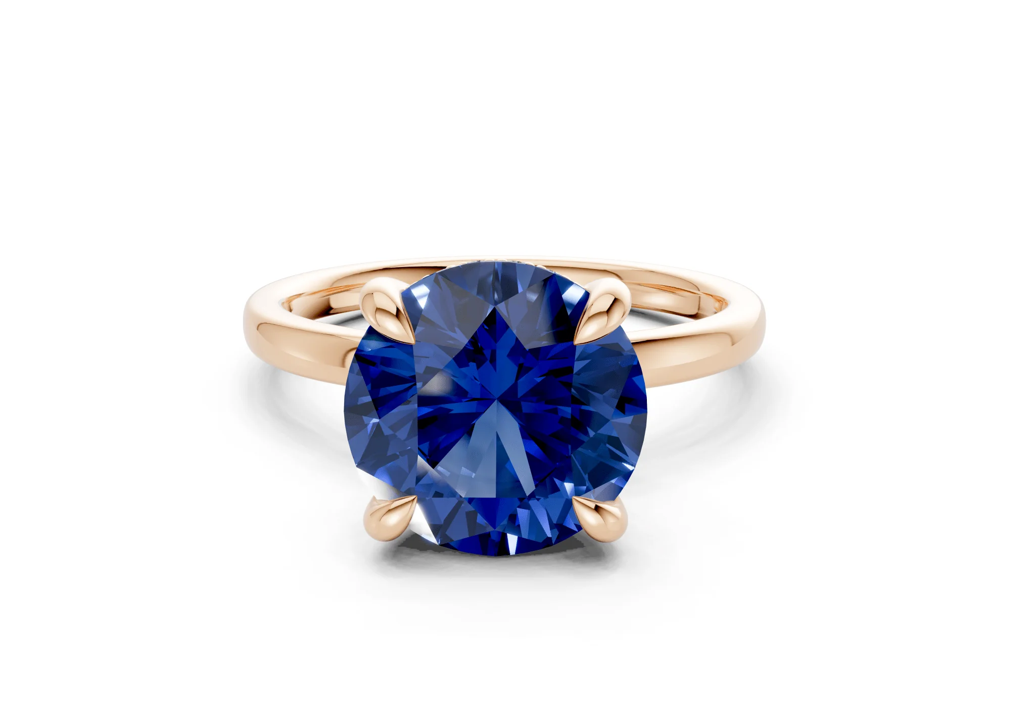 Solstice Sapphire Gemstone Solitaire Round Cut 2mm Engagement Ring - Image 4