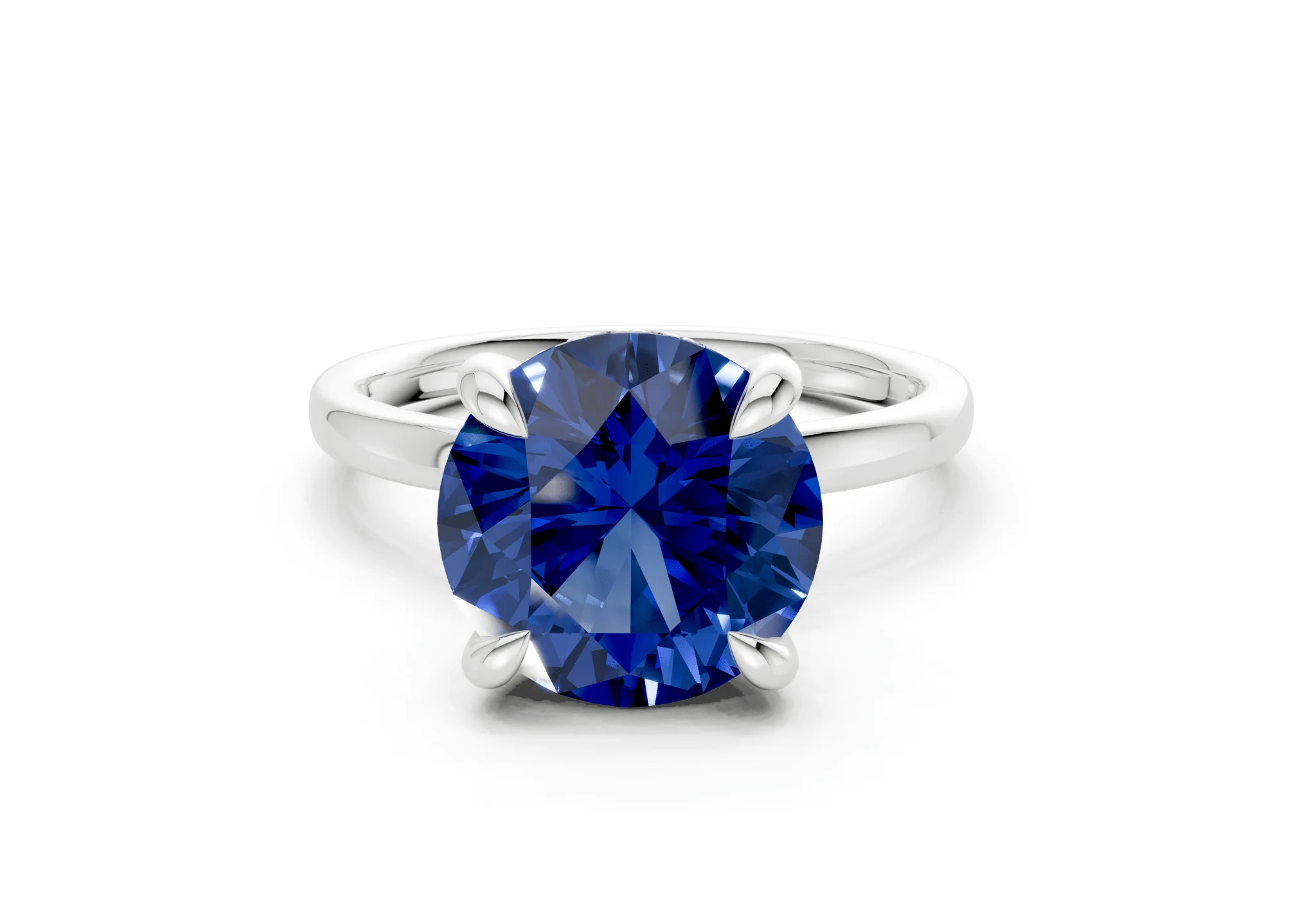 Solstice Sapphire Gemstone Solitaire Round Cut 2mm Engagement Ring - Image 7