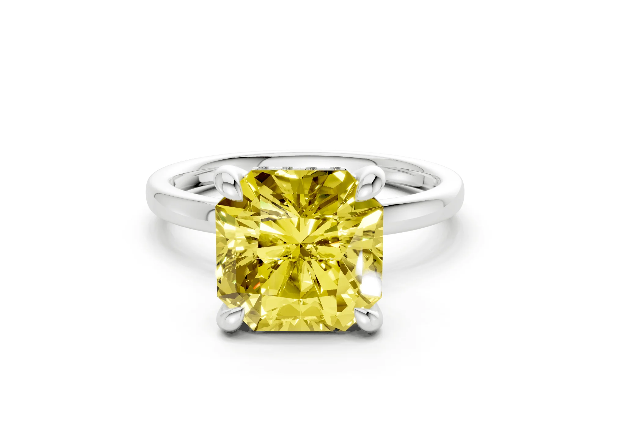 Solstice Yellow Diamond Solitaire Radiant Squareuare Cut 2mm Engagement Ring - Image 7