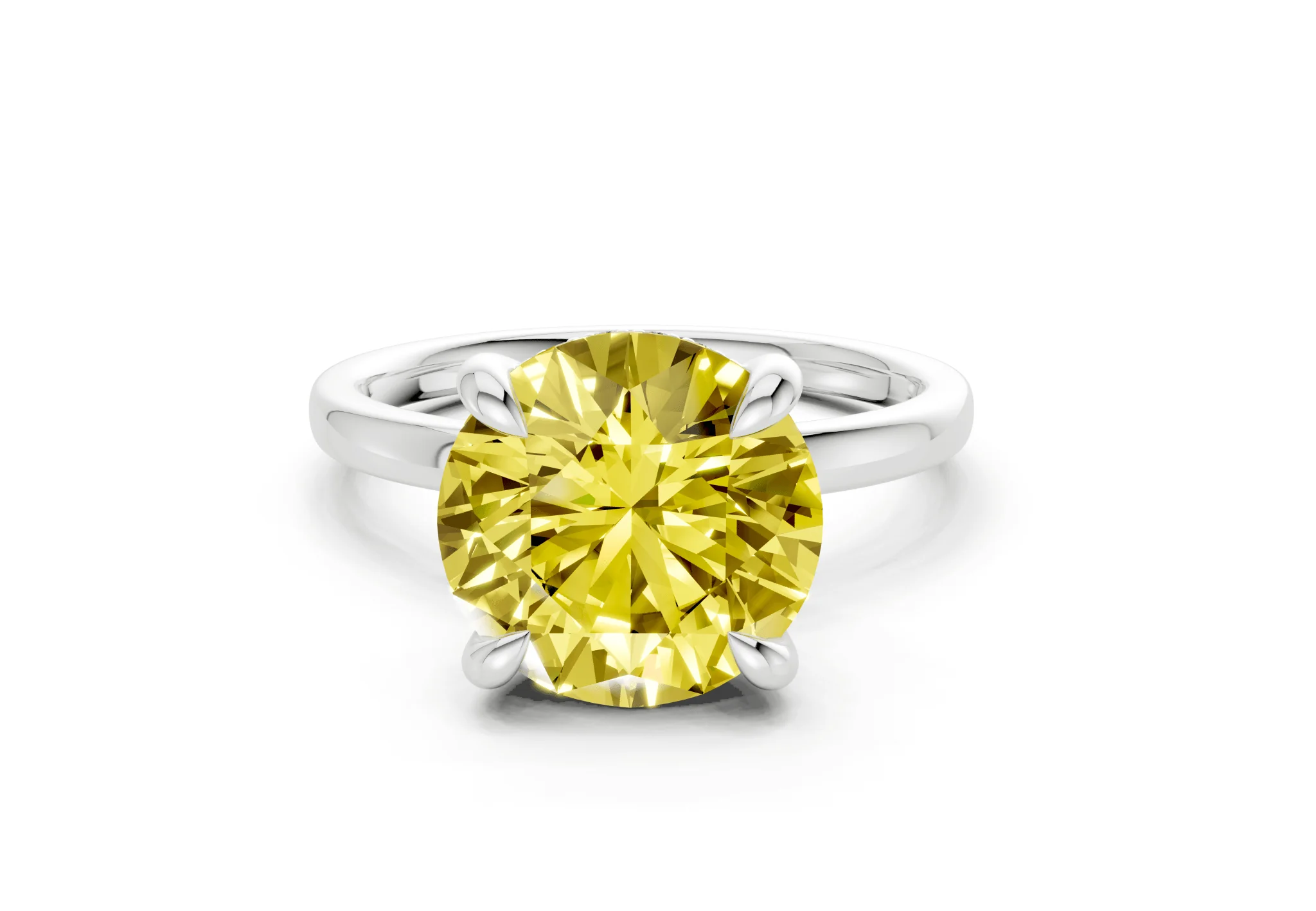 Solstice Yellow Diamond Solitaire Round Cut 1.8mm Engagement Ring - Image 7